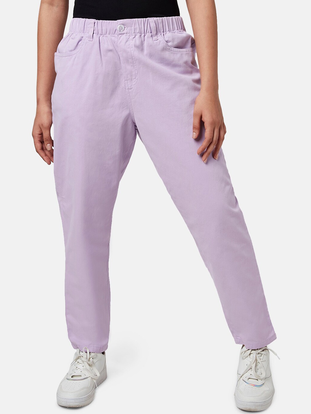 

Honey by Pantaloons Women High-Rise Cotton Trouser, Purple