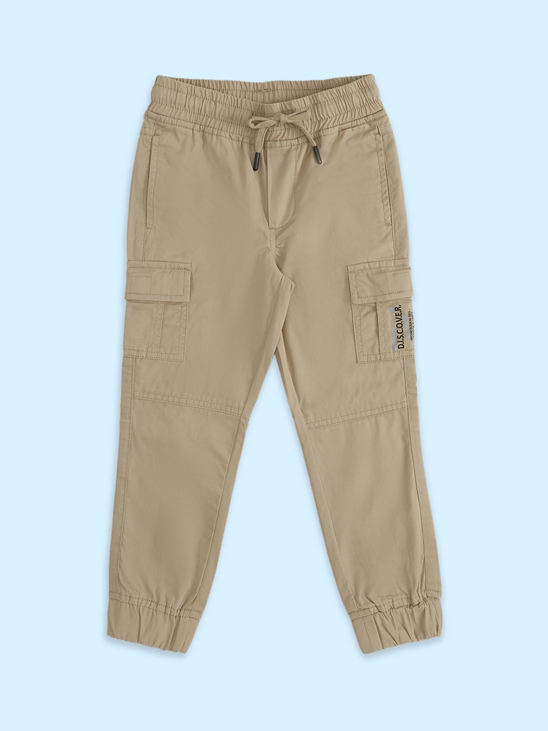

Pantaloons Junior Boys Cotton Regular Fit Mid-Rise Joggers, Khaki