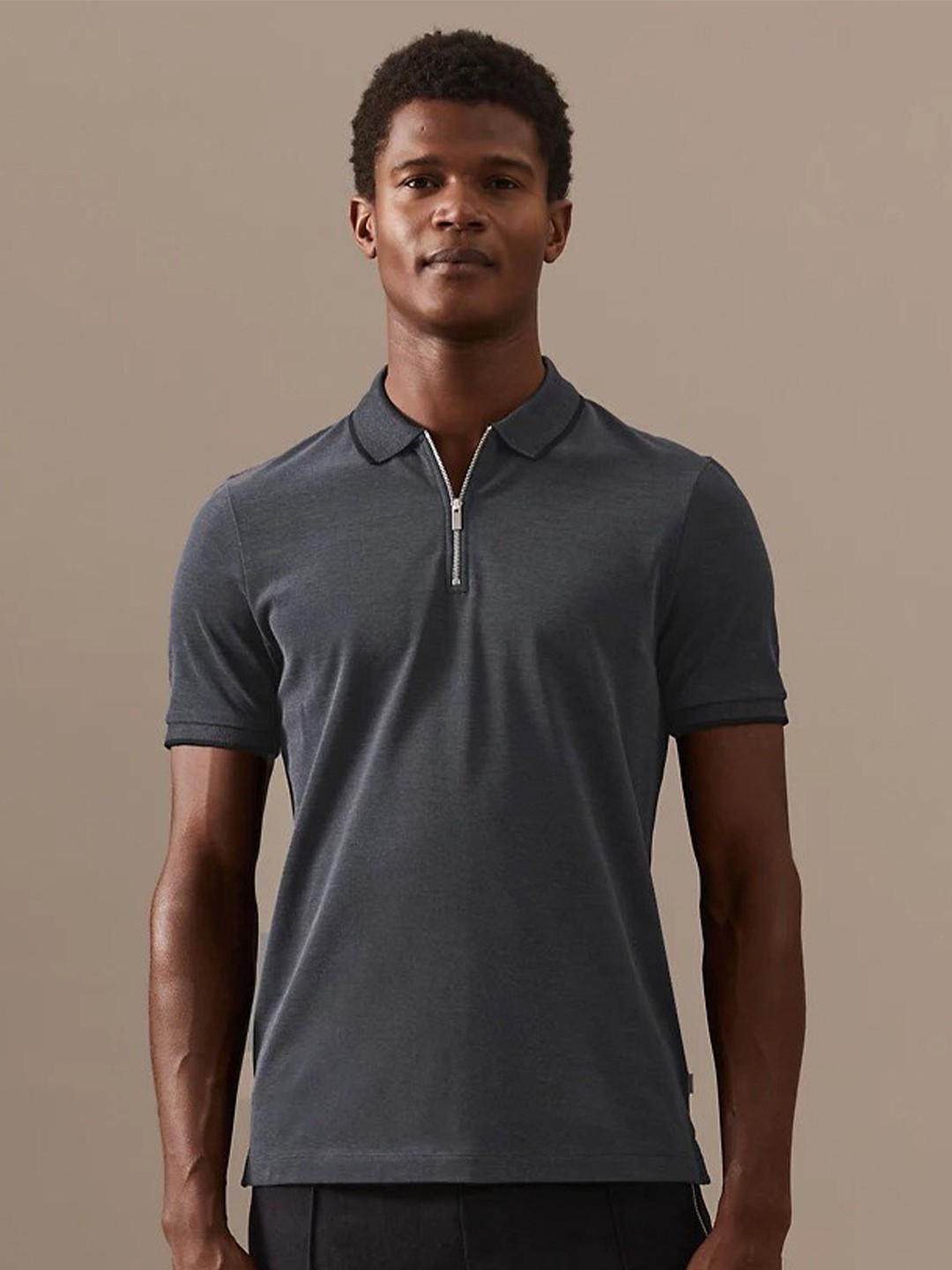 

Marks & Spencer Men Polo Collar Pure Cotton T-shirt, Black