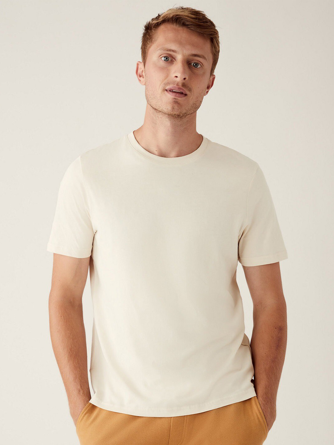

Marks & Spencer Men Cotton T-shirt, Cream