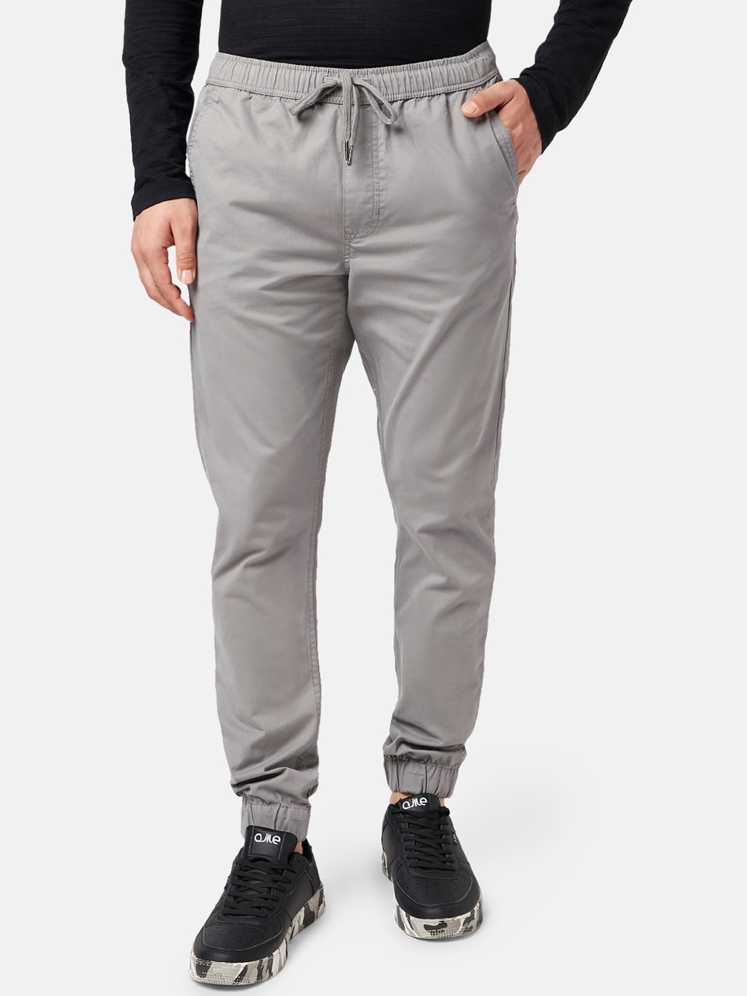 

Urban Ranger by pantaloons Men Slim Fit Cotton Joggers, Grey