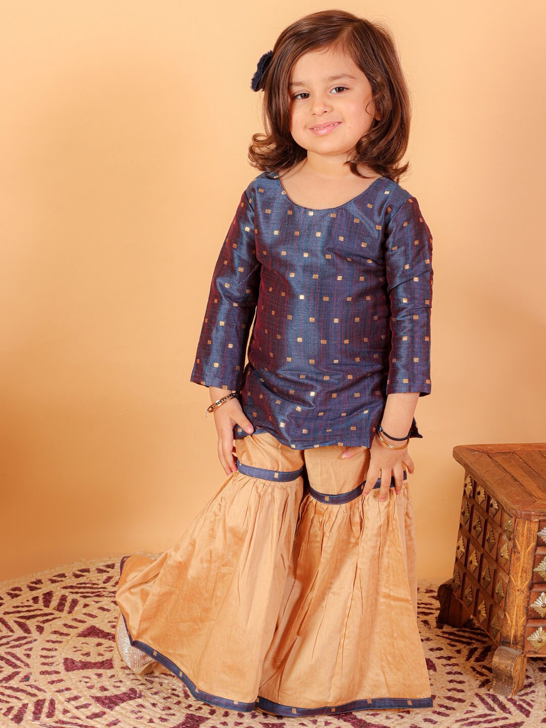 

VASTRAMAY Girls Kurti With Sharara, Navy blue