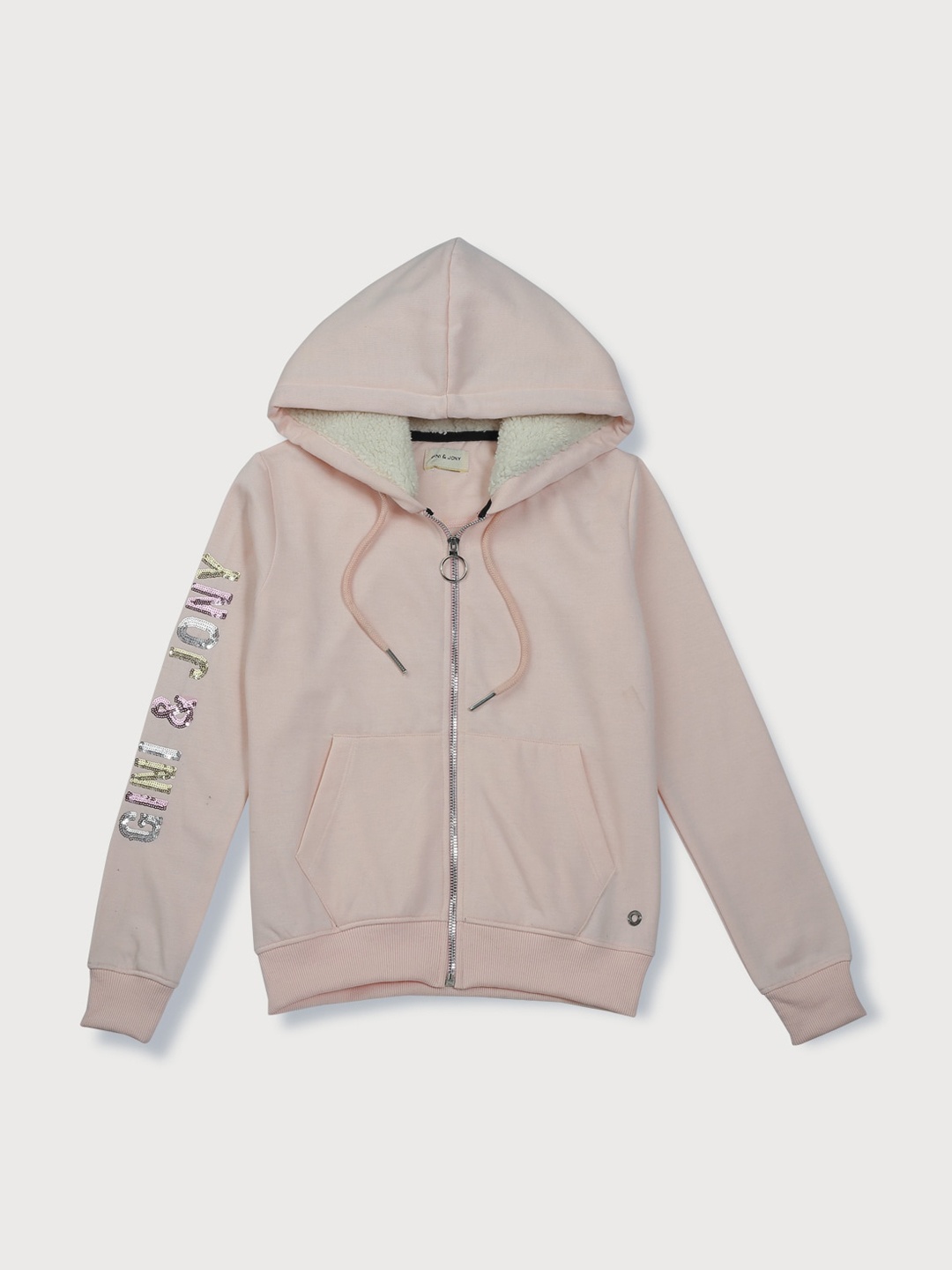 

Gini and Jony Girls Solid Embellished Cotton Long Sleeves Hooded Sweatshirt, Pink