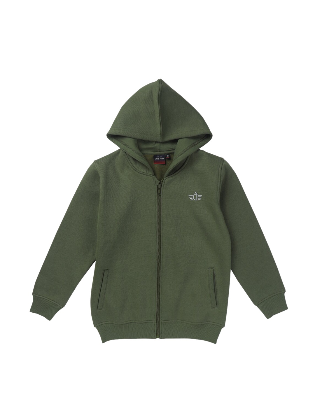 

Gini and Jony Boys Solid Cotton Hooded Open Front Sweatshirt, Green