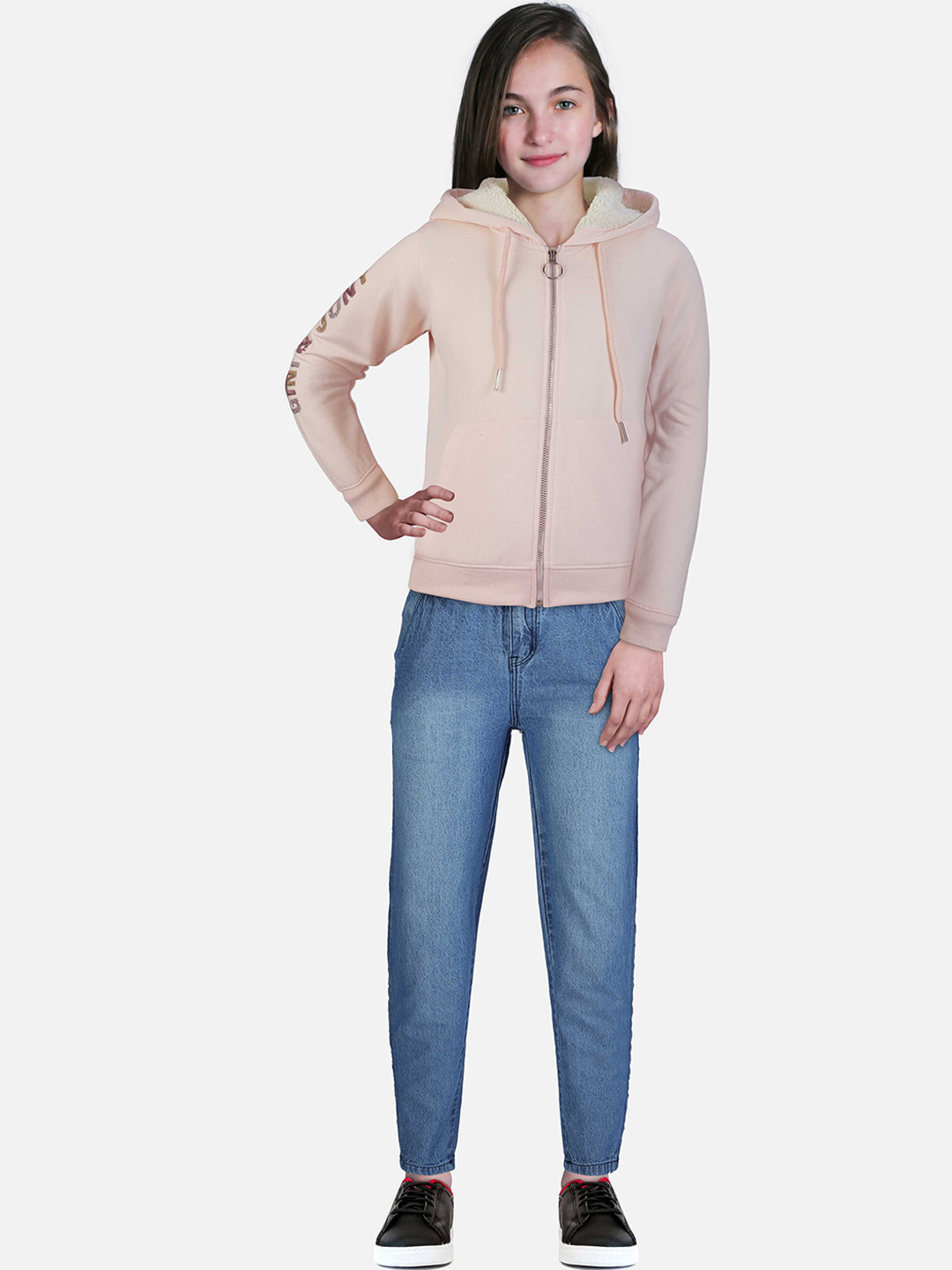 

Gini and Jony Solid Embellished Long Sleeves Hooded Sweatshirt, Pink