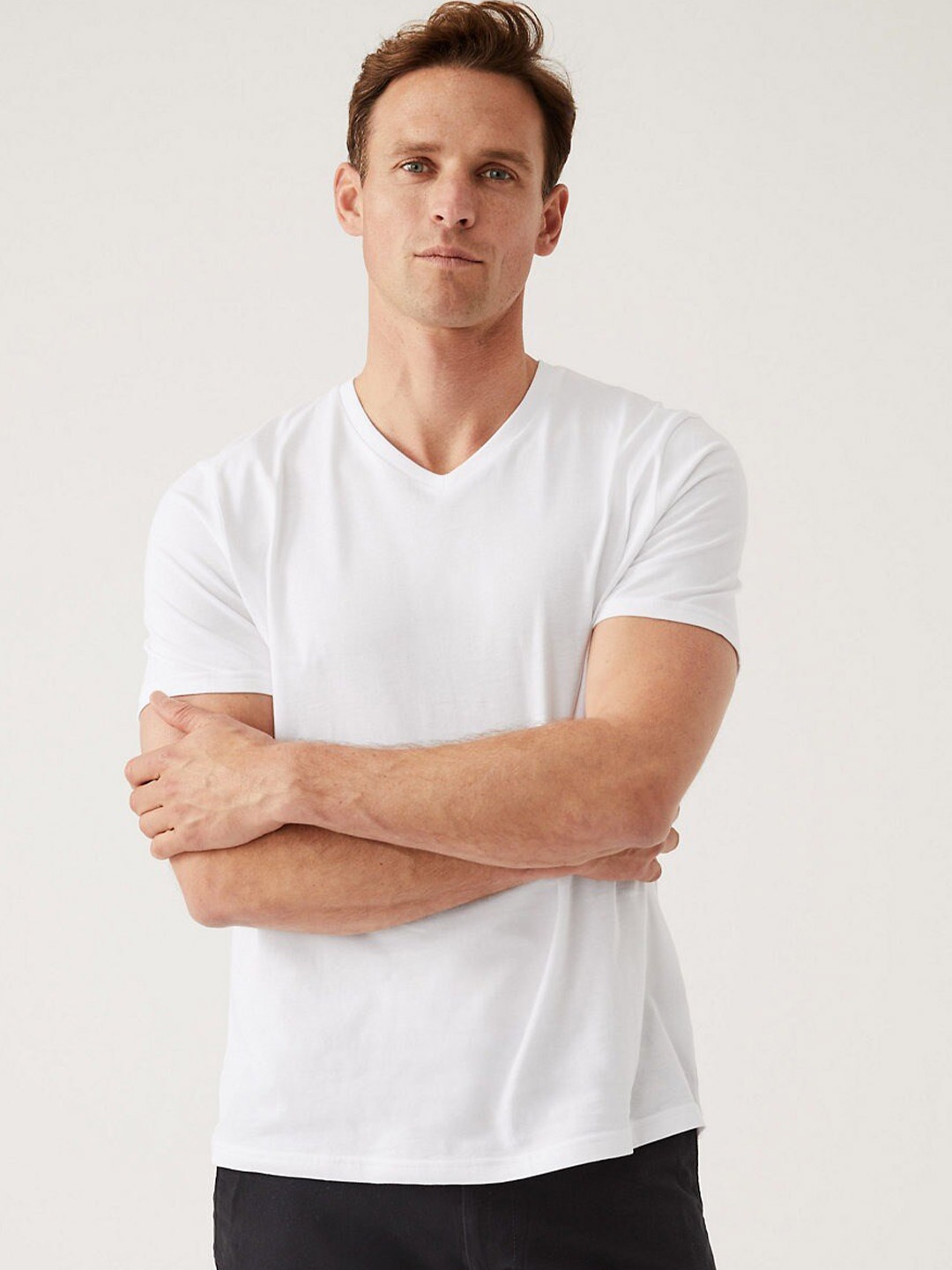 

Marks & Spencer Men V-Neck Pure Cotton T-shirt, White