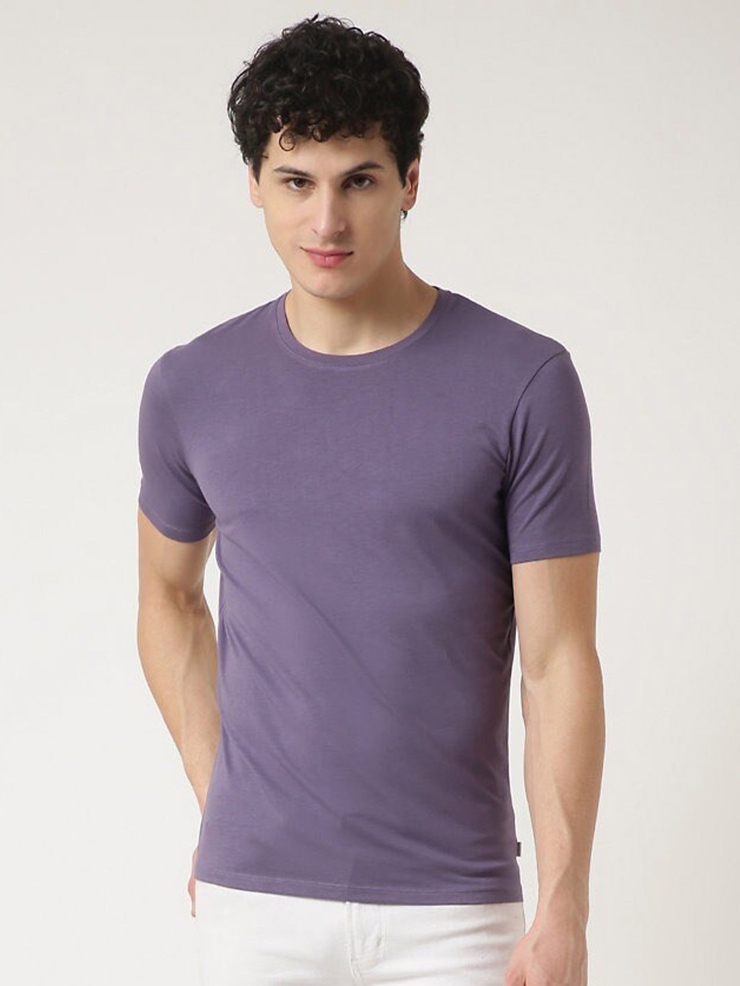 

Marks & Spencer Men Round Neck Short Sleeves T-shirt, Purple