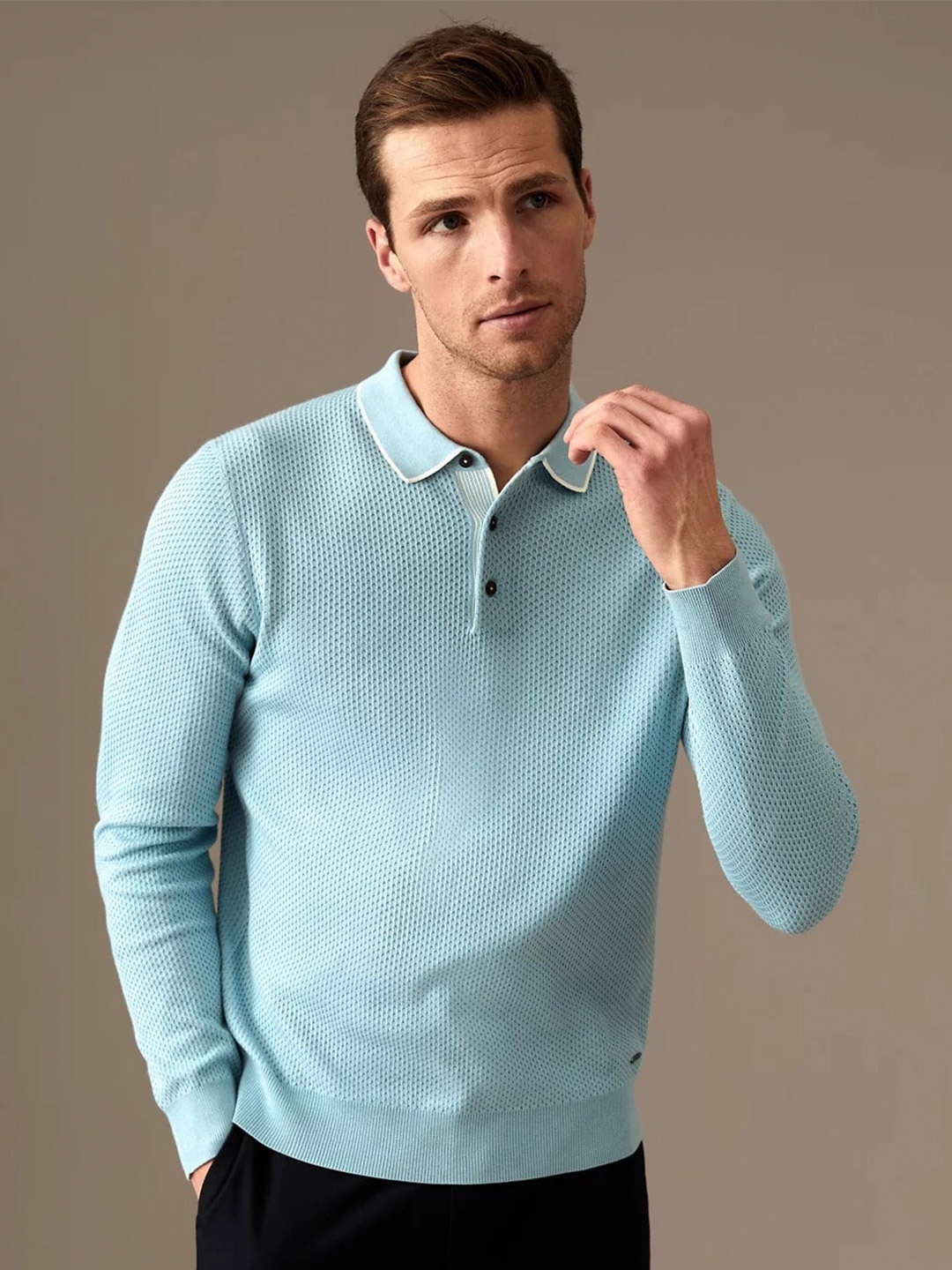 

Marks & Spencer Men Polo Collor Cotton T-shirt, Blue