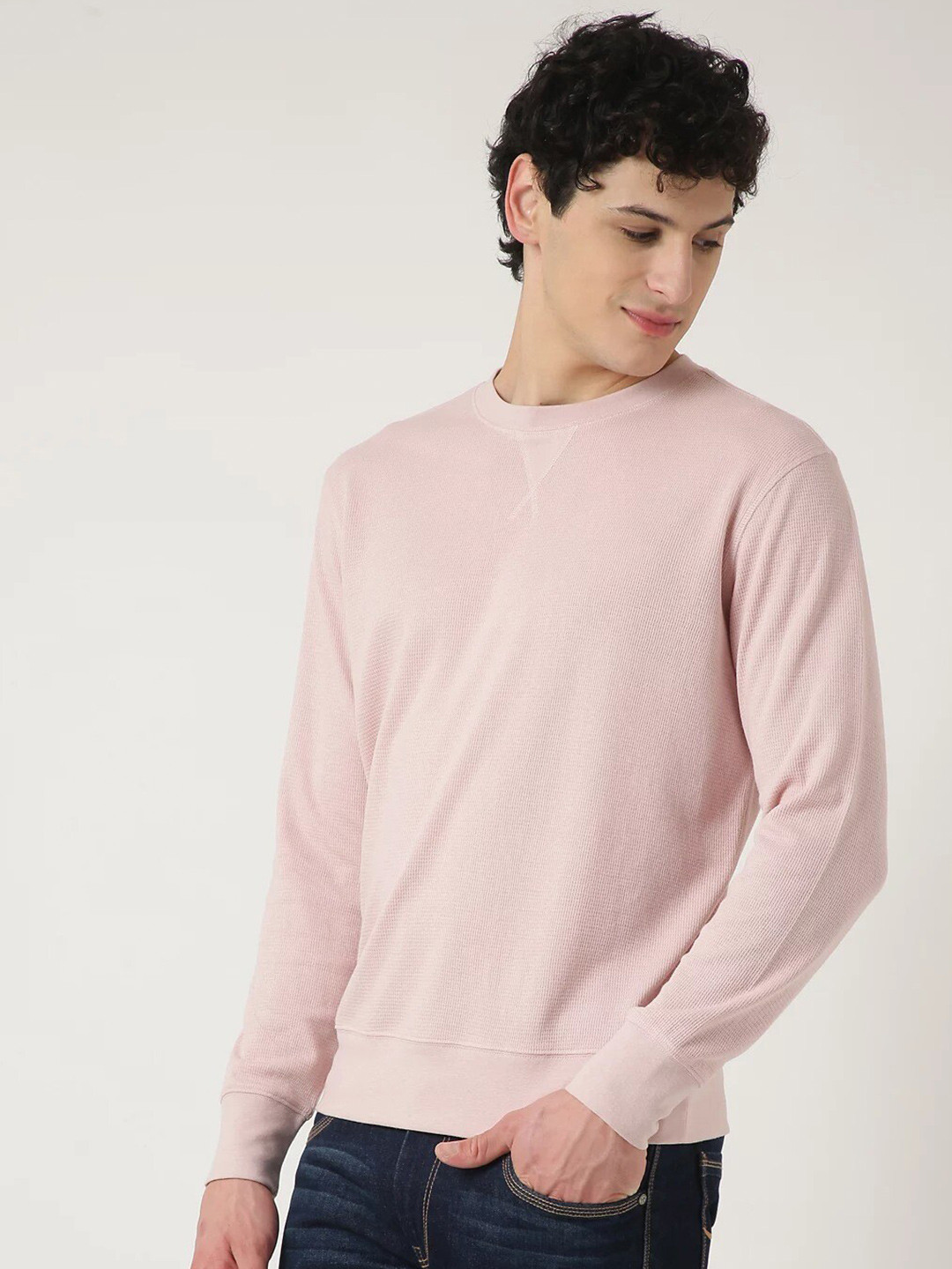 

Marks & Spencer Men Round Neck Long Sleeve Cotton T-shirt, Pink