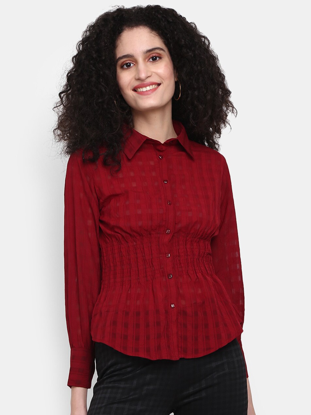 

V-Mart Shirt Style Regular Top, Maroon