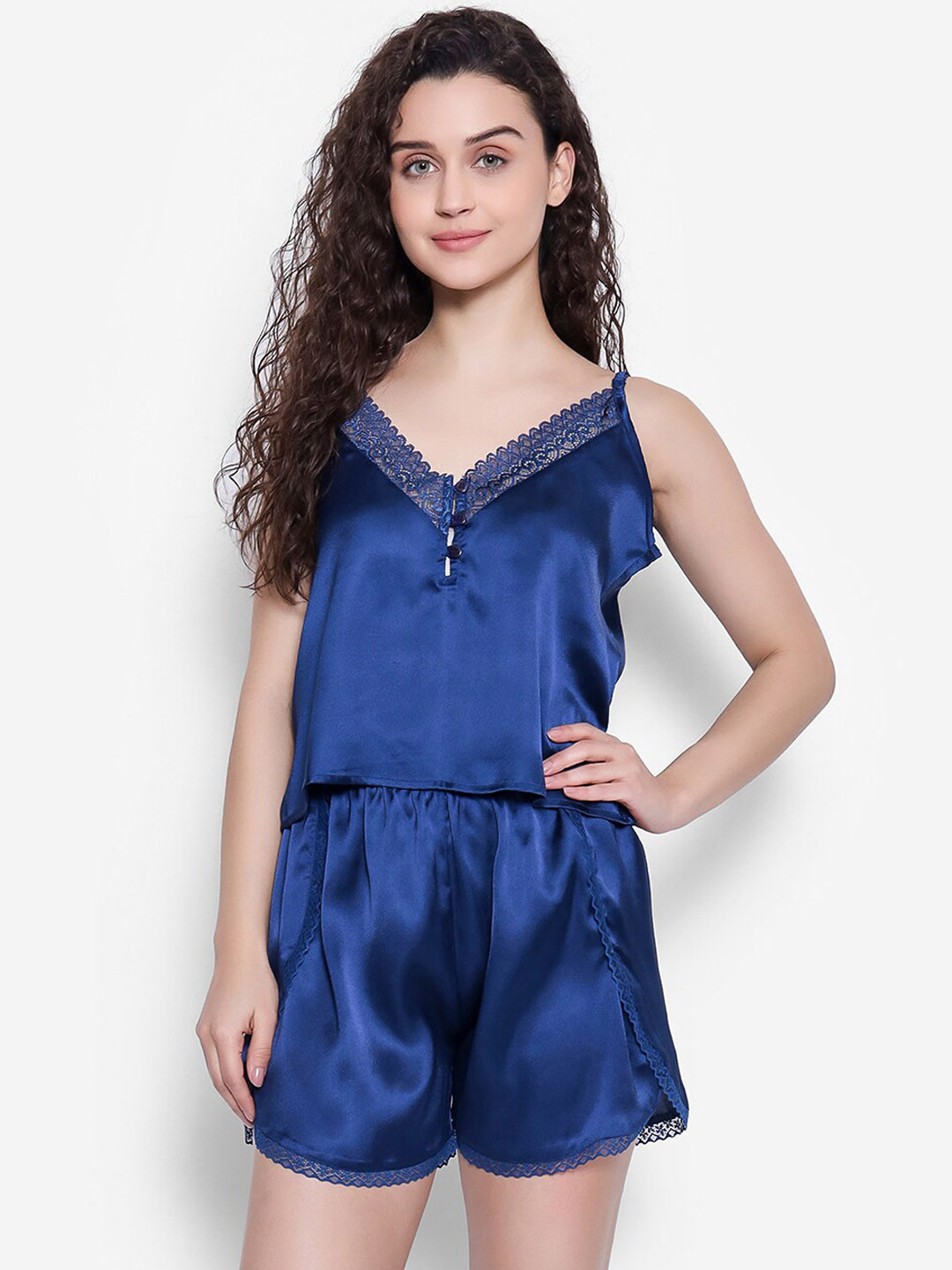 

Clovia Chic Basic Cami Top & Shorts Set, Blue