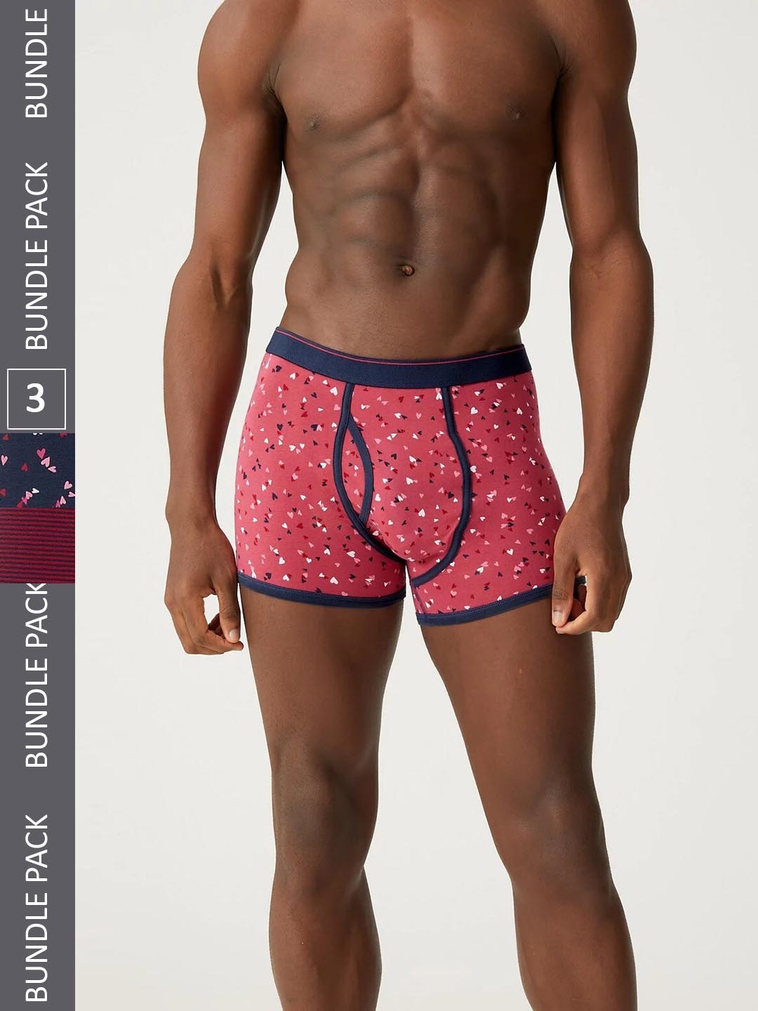 

Marks & Spencer Men Pack Of 3 Printed TrunksT144753SMEDIUM PINK, Blue
