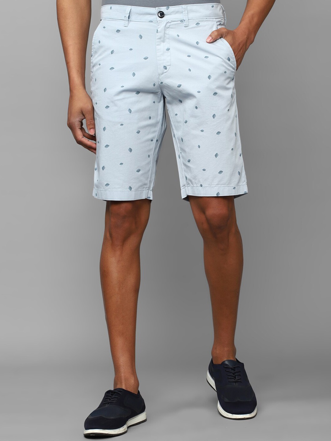 

Allen Solly Men Graphic Printed Slim Fit Cotton Chino Shorts, Blue