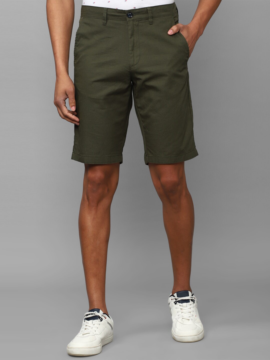 

Allen Solly Men Slim Fit Pure Cotton Shorts, Olive