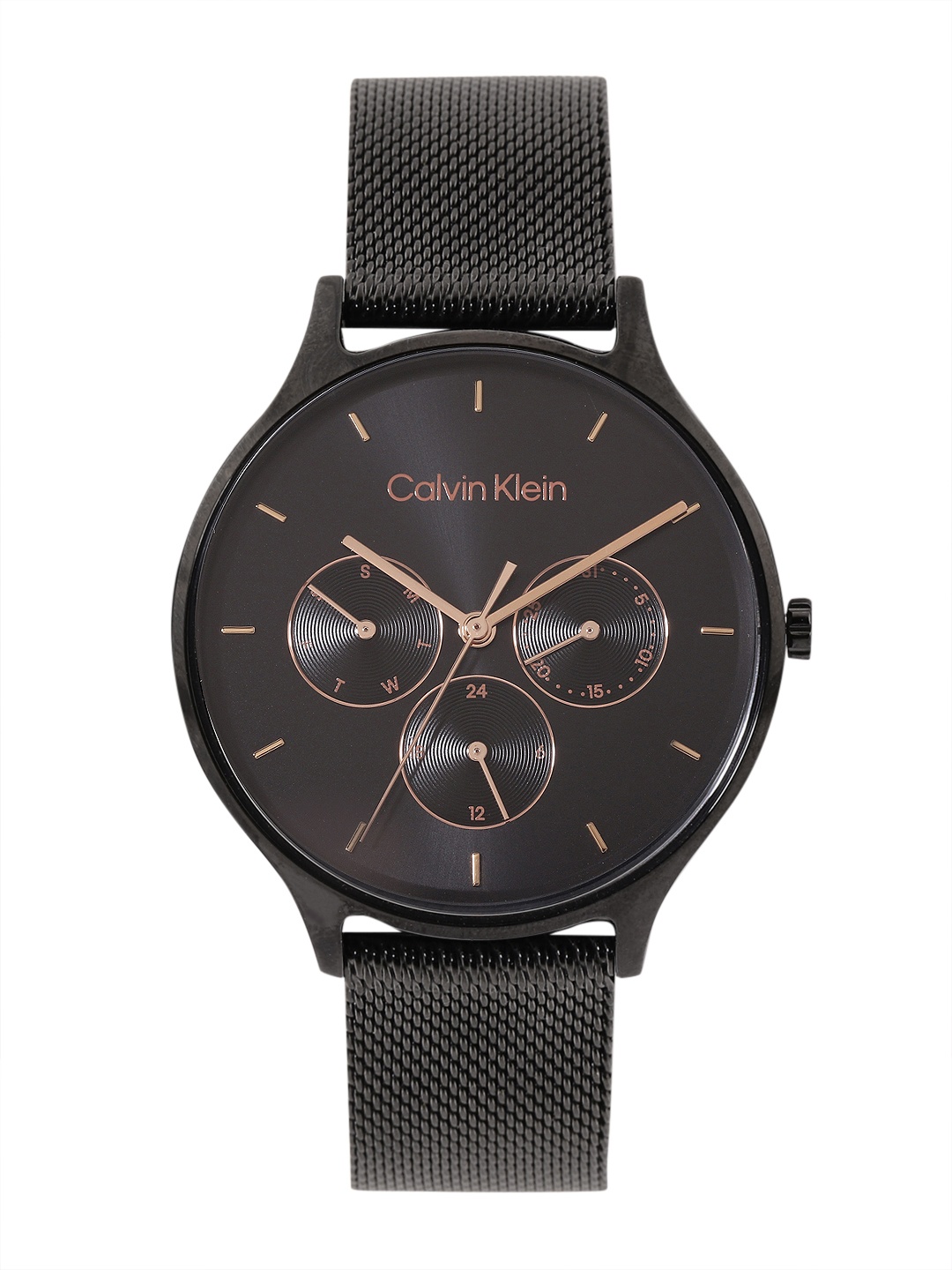 

Calvin Klein Women Timeless Stainless Steel Bracelet Style Multifunction Watch 25200105, Black