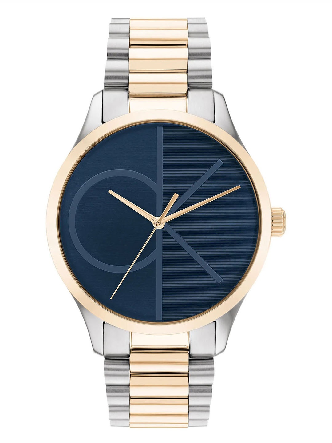 

Calvin Klein Unisex Iconic Patterned Dial & Stainless Steel Straps Analogue Watch 25200165, Navy blue