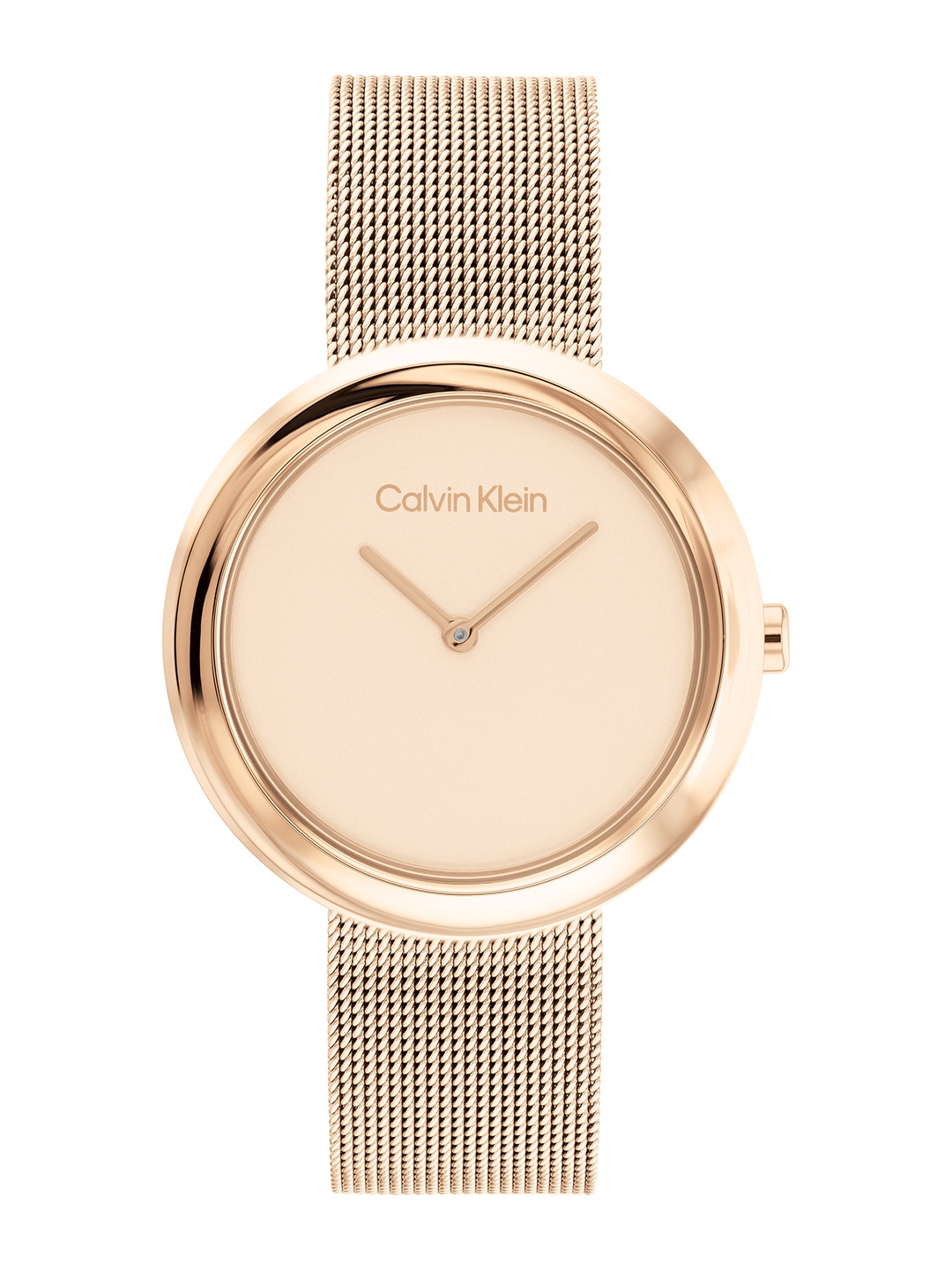 

Calvin Klein Women Twisted Bezel Bracelet Style Analogue Watch 25200013-Gold, Pink