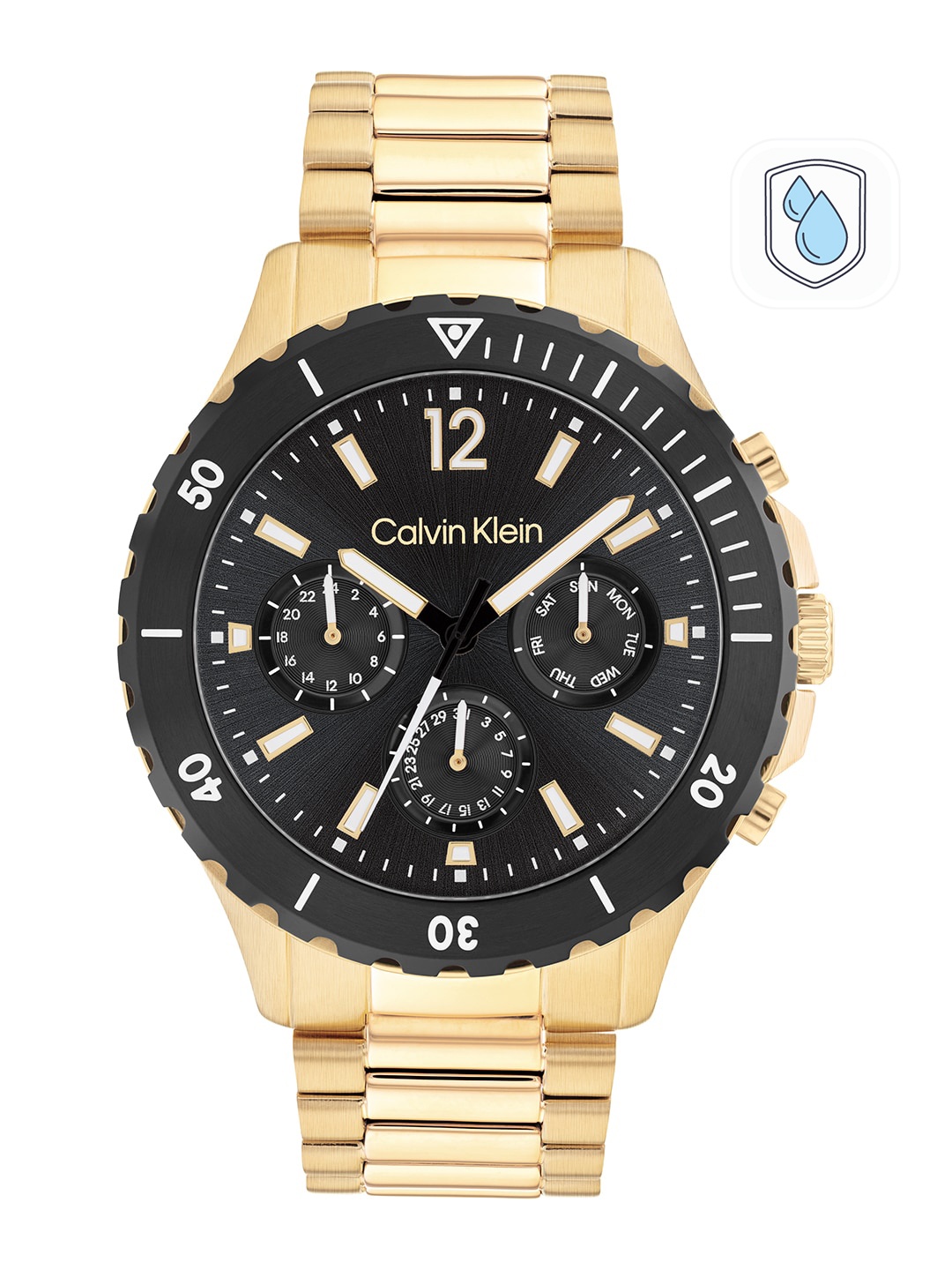 

Calvin Klein Men Stainless Steel Bracelet Style Analogue Multi Function Watch 25200116, Black