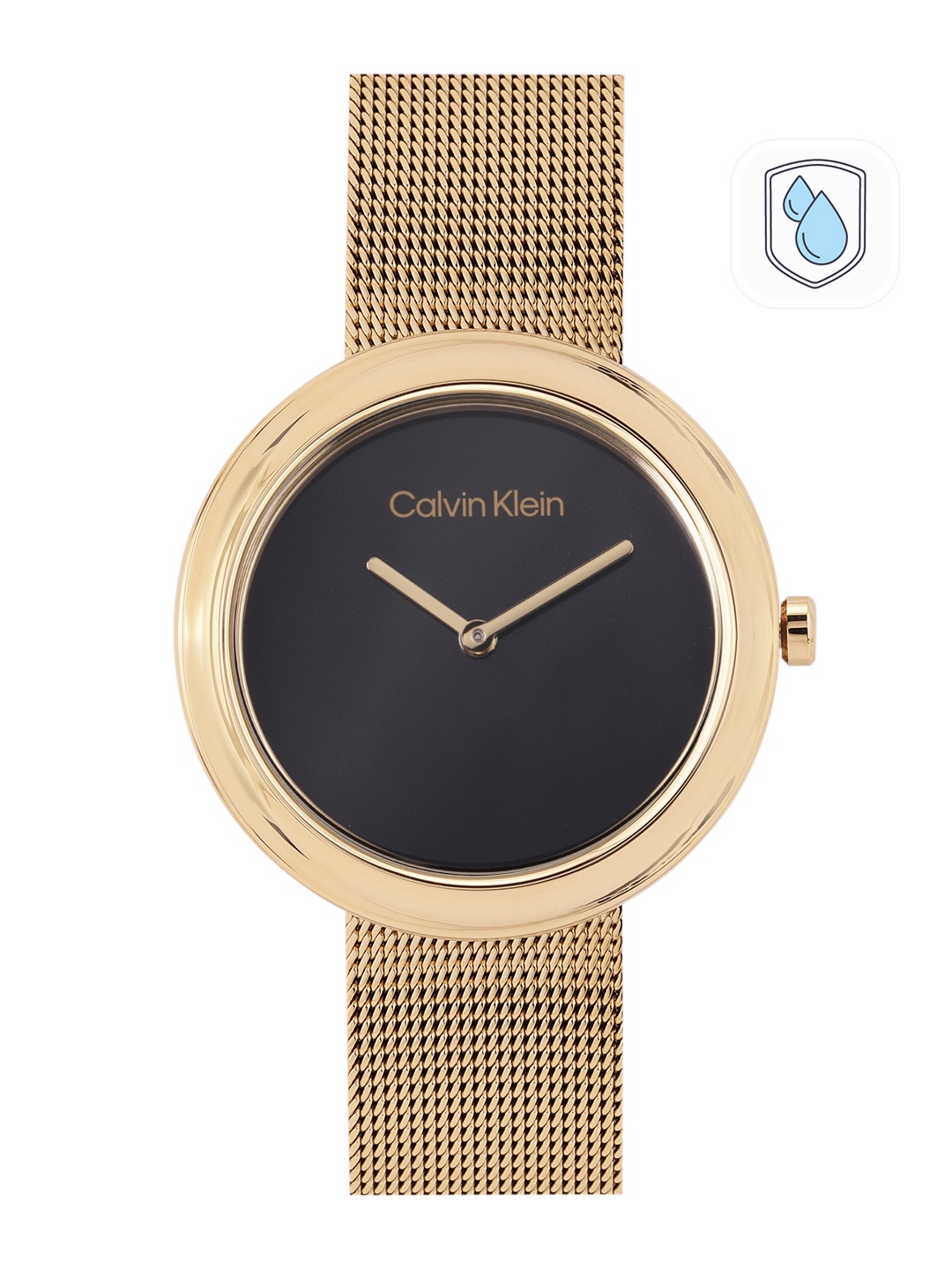 

Calvin Klein Women Twisted Bezel Stainless Steel Bracelet Style Analogue Watch 25200012, Black