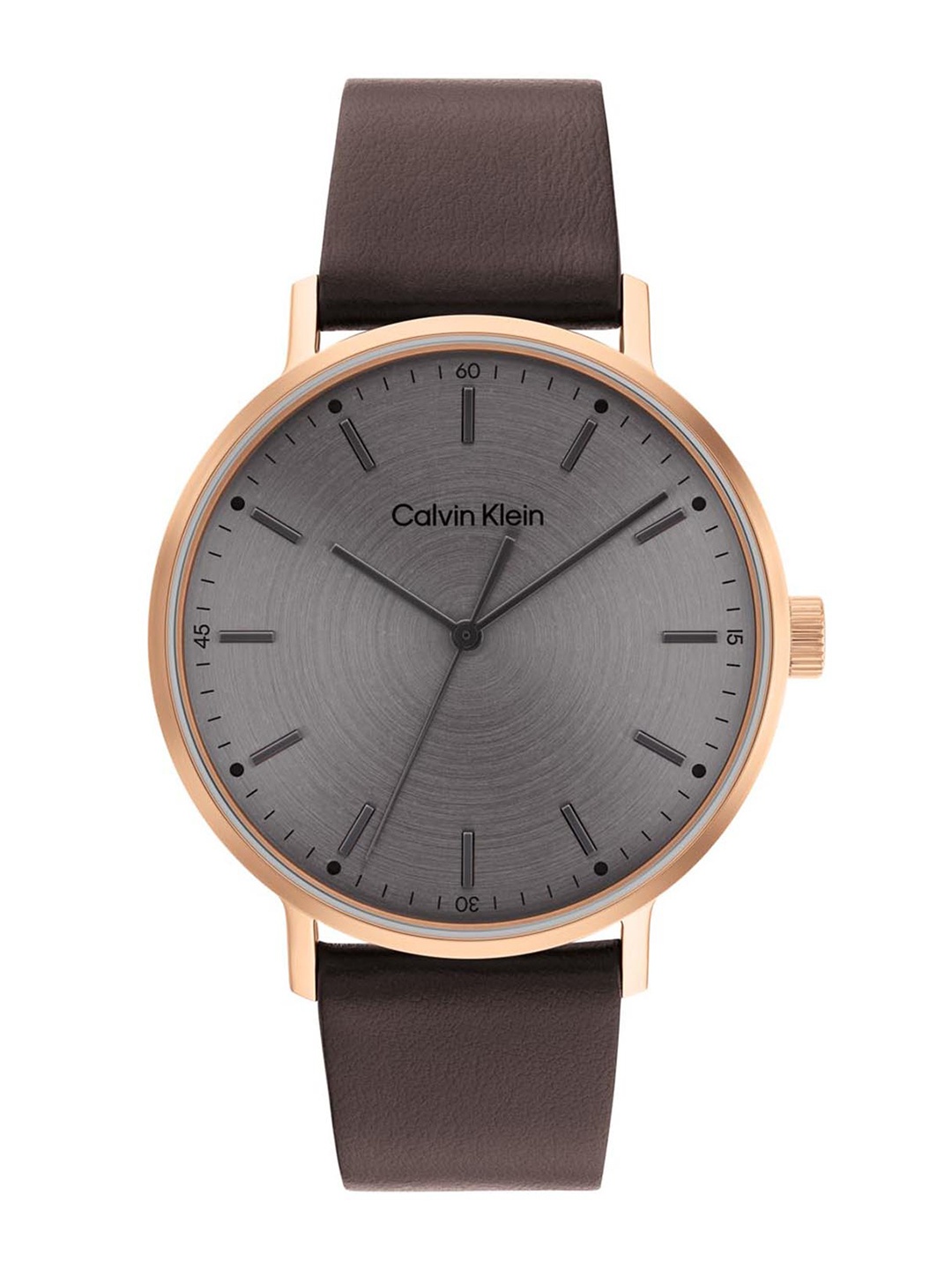 

Calvin Klein Men Grey Dial & Brown Leather Straps Analogue Watch