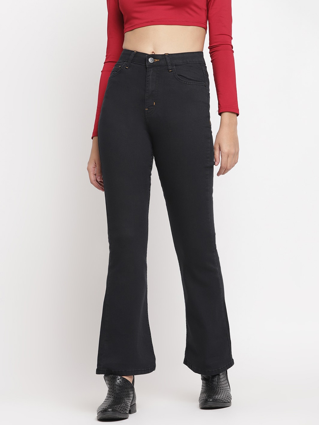 

Belliskey Women Mid-Rise Bootcut Jeans, Black