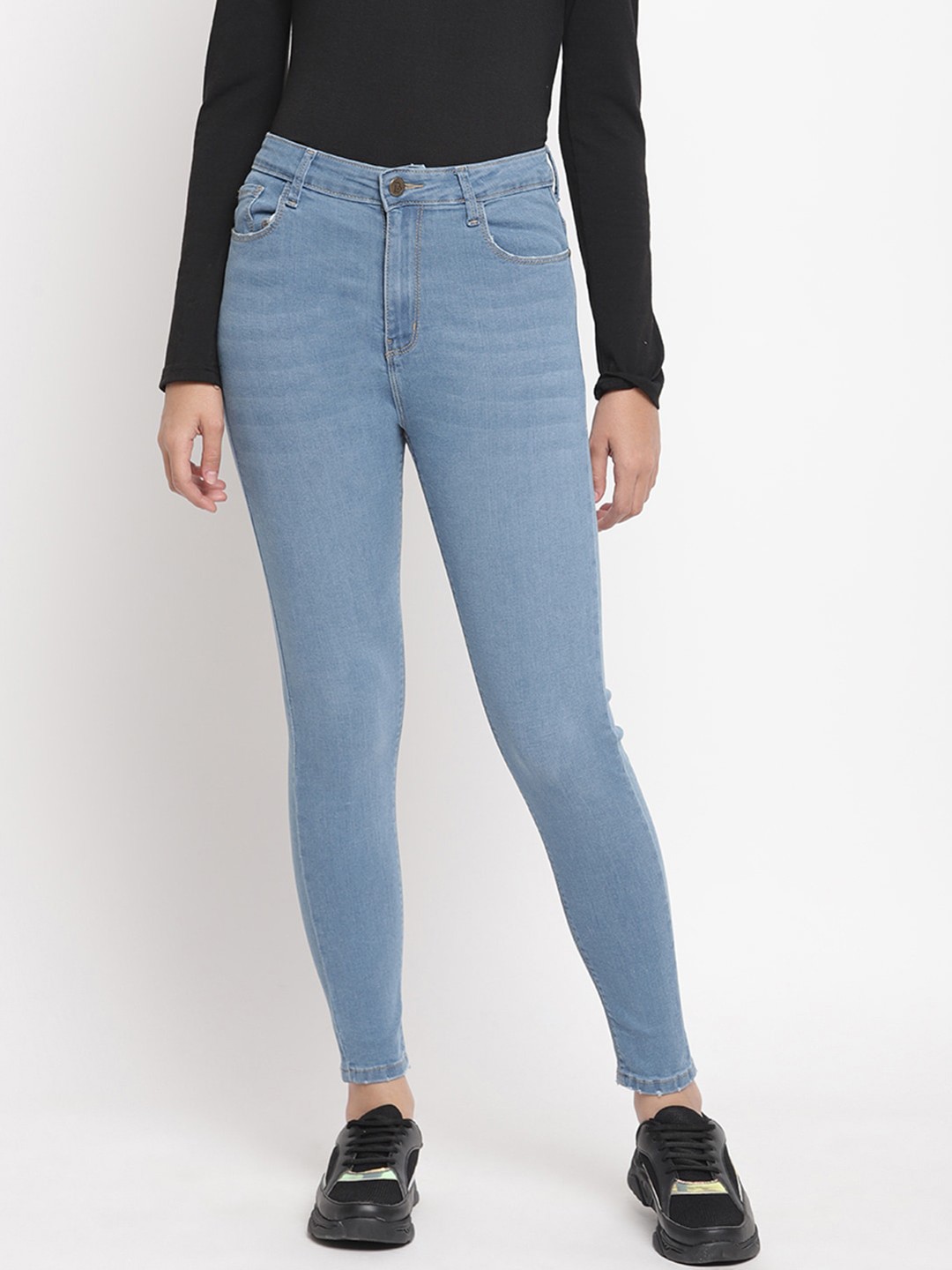 

Belliskey Women Super Skinny Fit High-Rise Stretchable Cotton Jeans, Blue