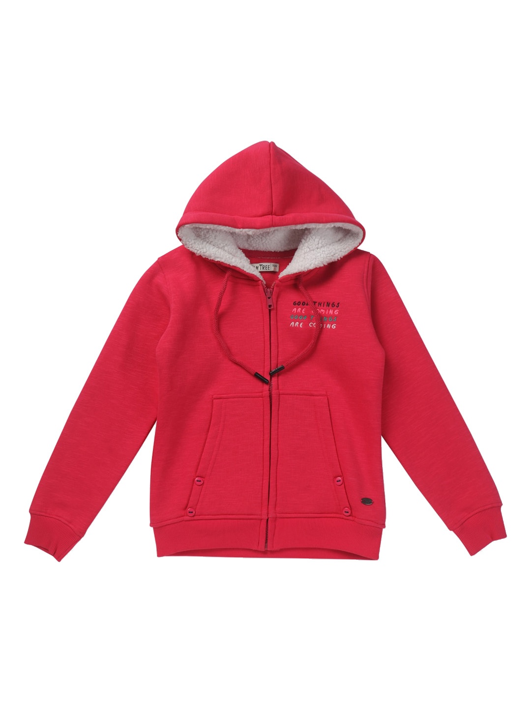 

Palm Tree Girls Pink Fleece Bomber Jacket, Red