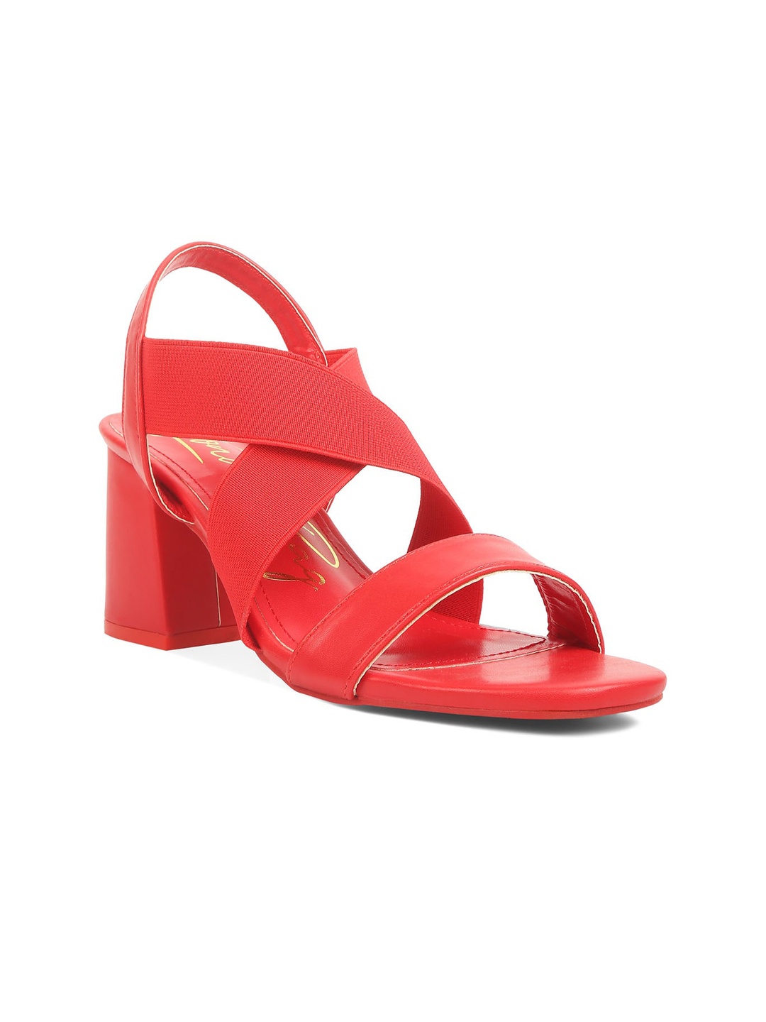 

London Rag Open Toe Block Heels, Red