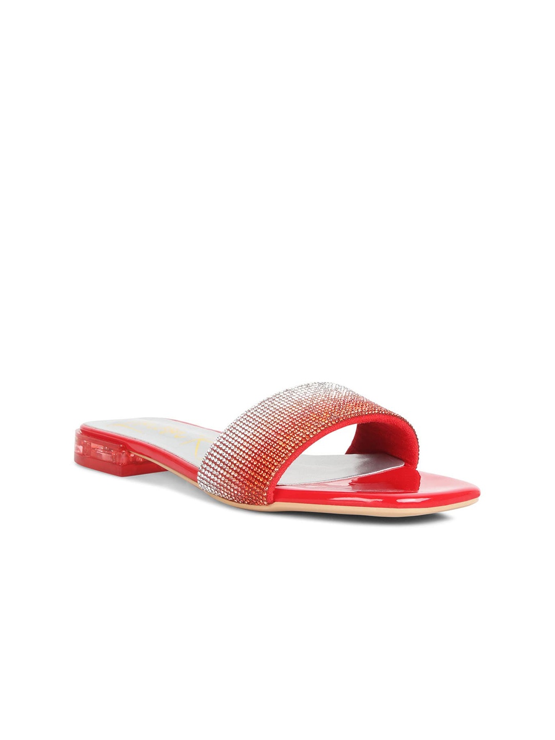 

London Rag Women Embellished Open Toe Flats, Red