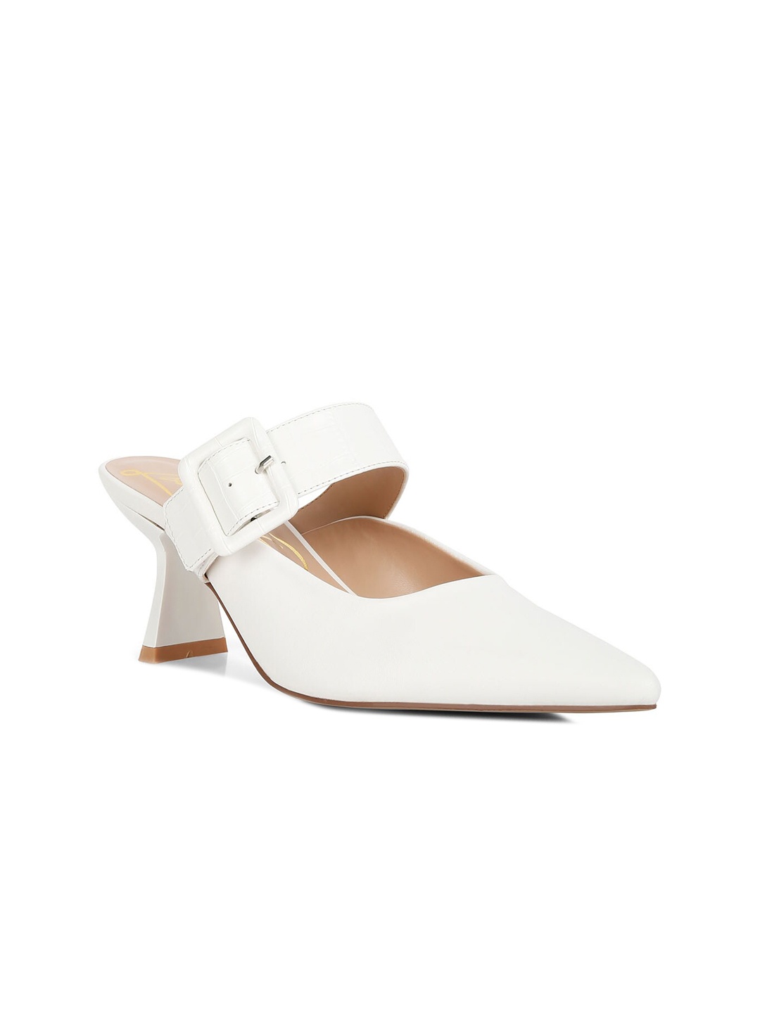 

London Rag Pointed Toe Kitten Mary Janes, White