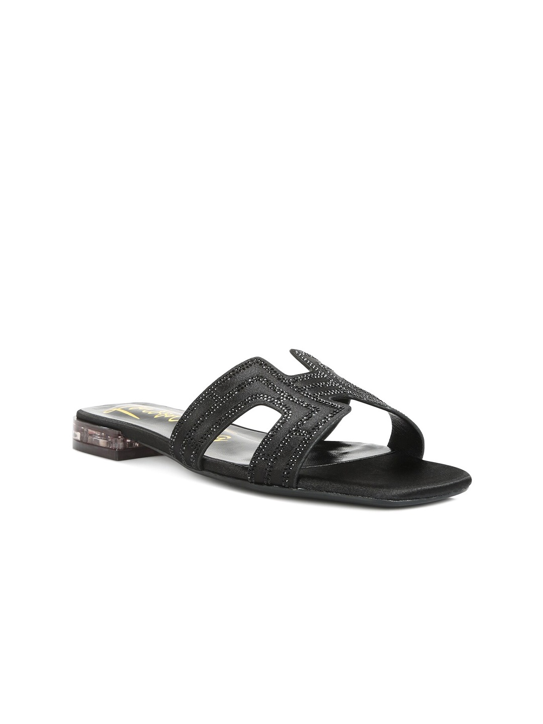 

London Rag Women Embellished Open Toe Flats, Black
