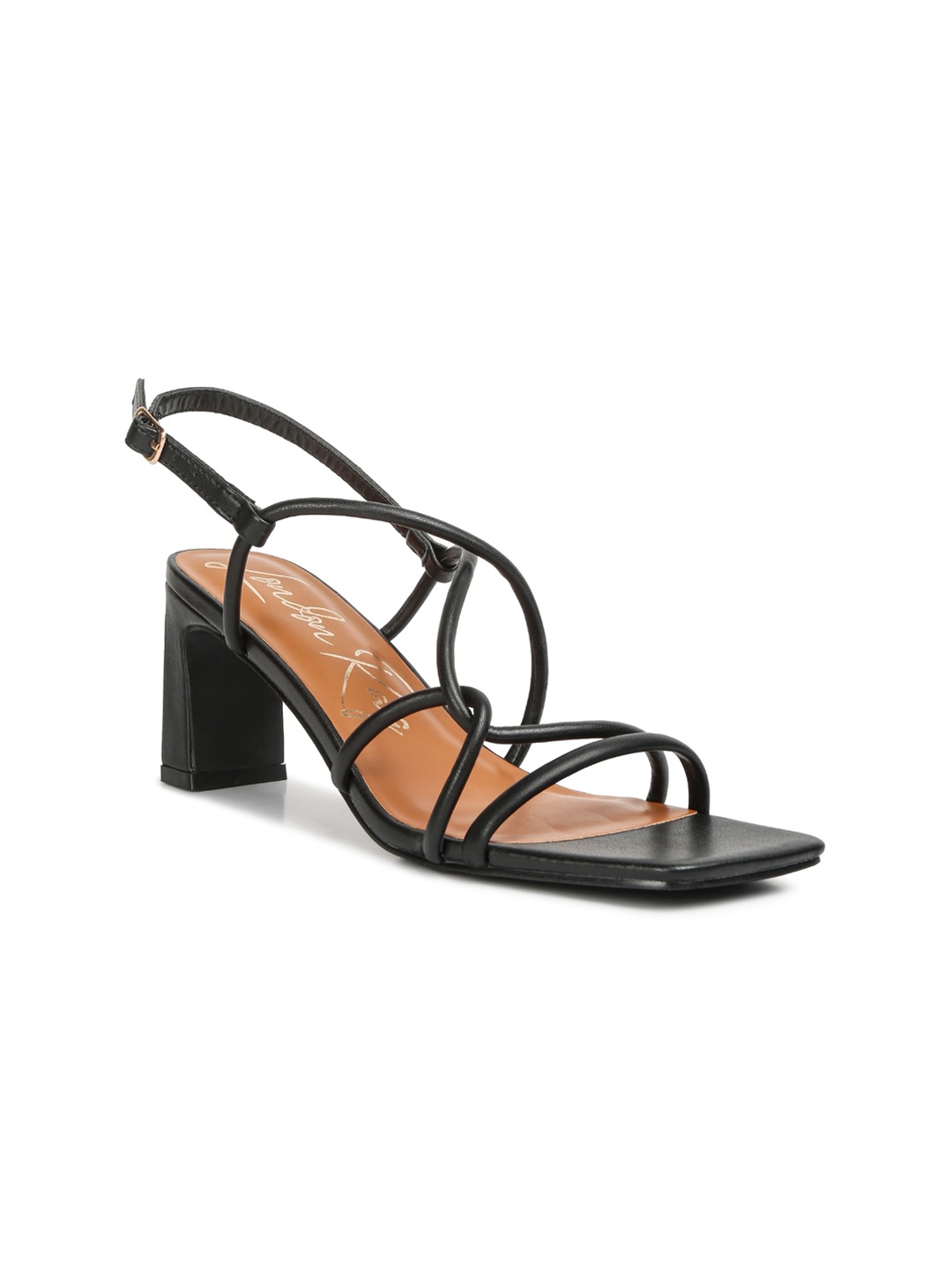

London Rag Women Backstrap Block Heels, Black