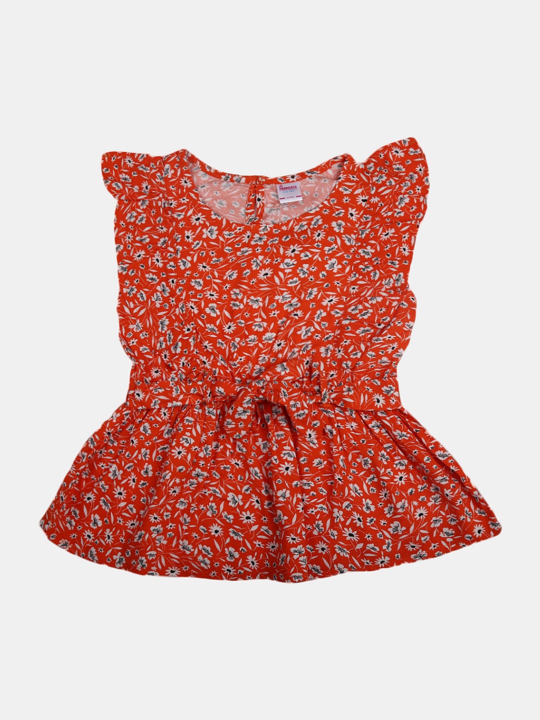 

V-Mart Girls Floral Printed Cinched Waist Top, Orange