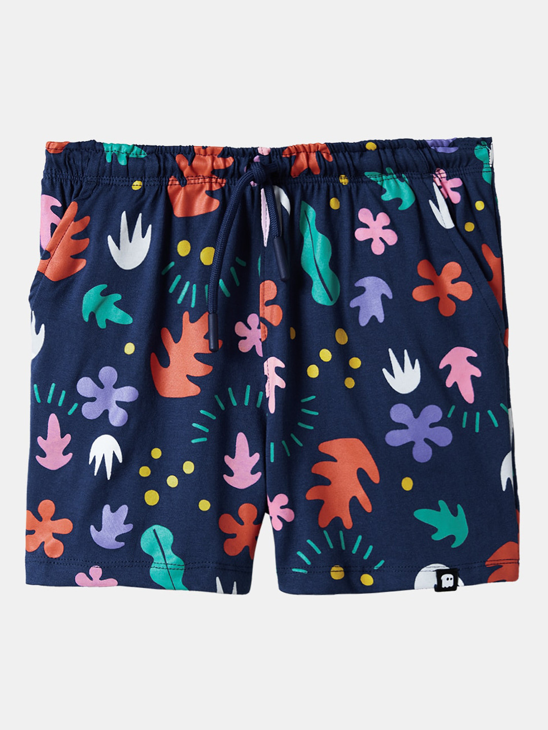 

The Souled Store Girl Floral Printed Cotton Shorts, Navy blue