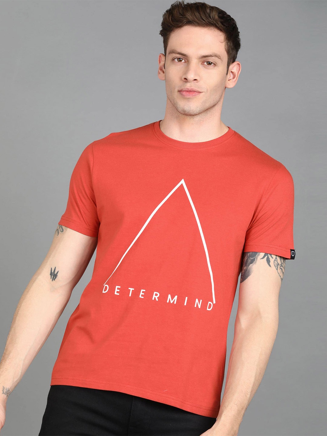 

Urbano Fashion Men Typography Printed Cotton Slim Fit T-shirt, Red