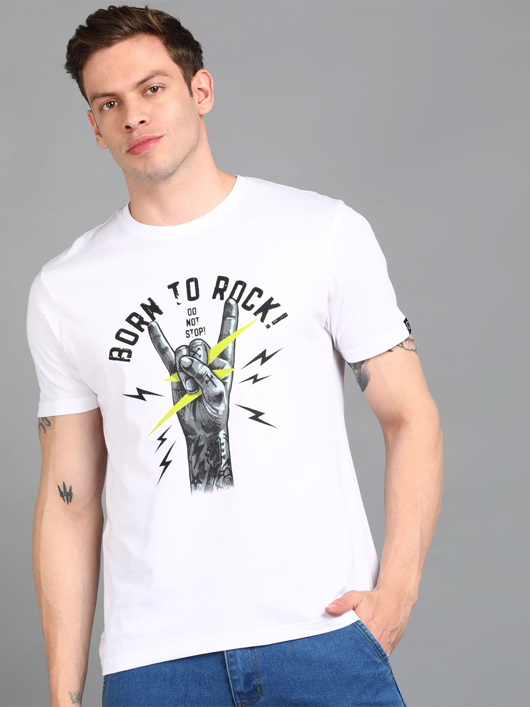

Urbano Fashion Men Typography Printed Cotton T-shirt, White