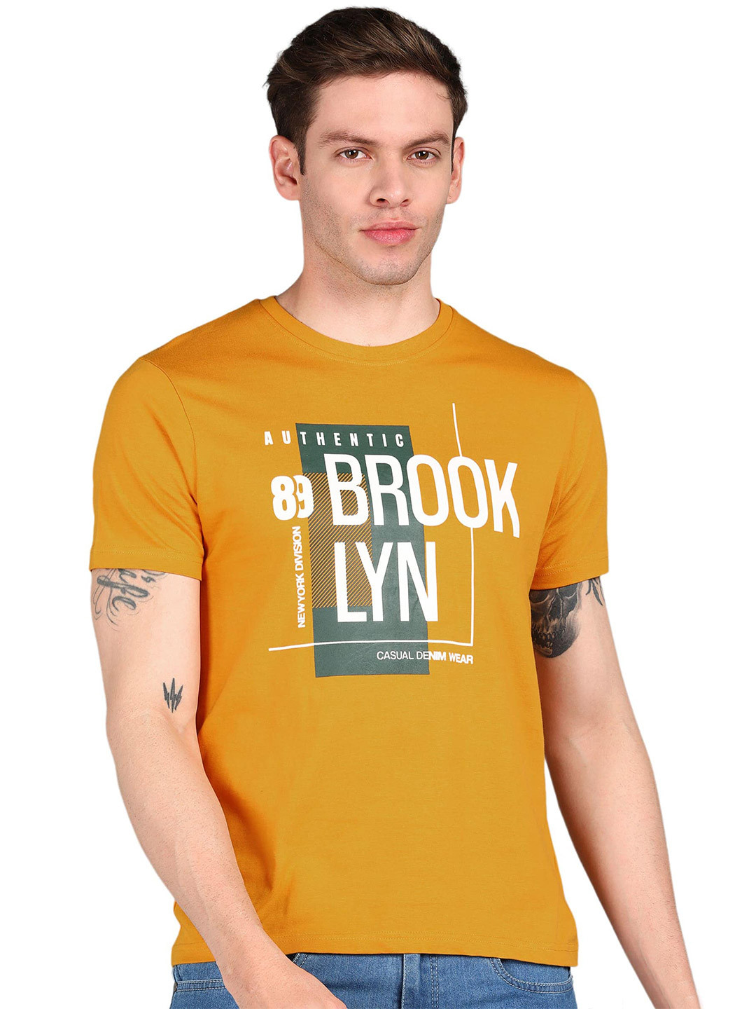 

Urbano Fashion Men Typography Printed Cotton T-shirt, Orange