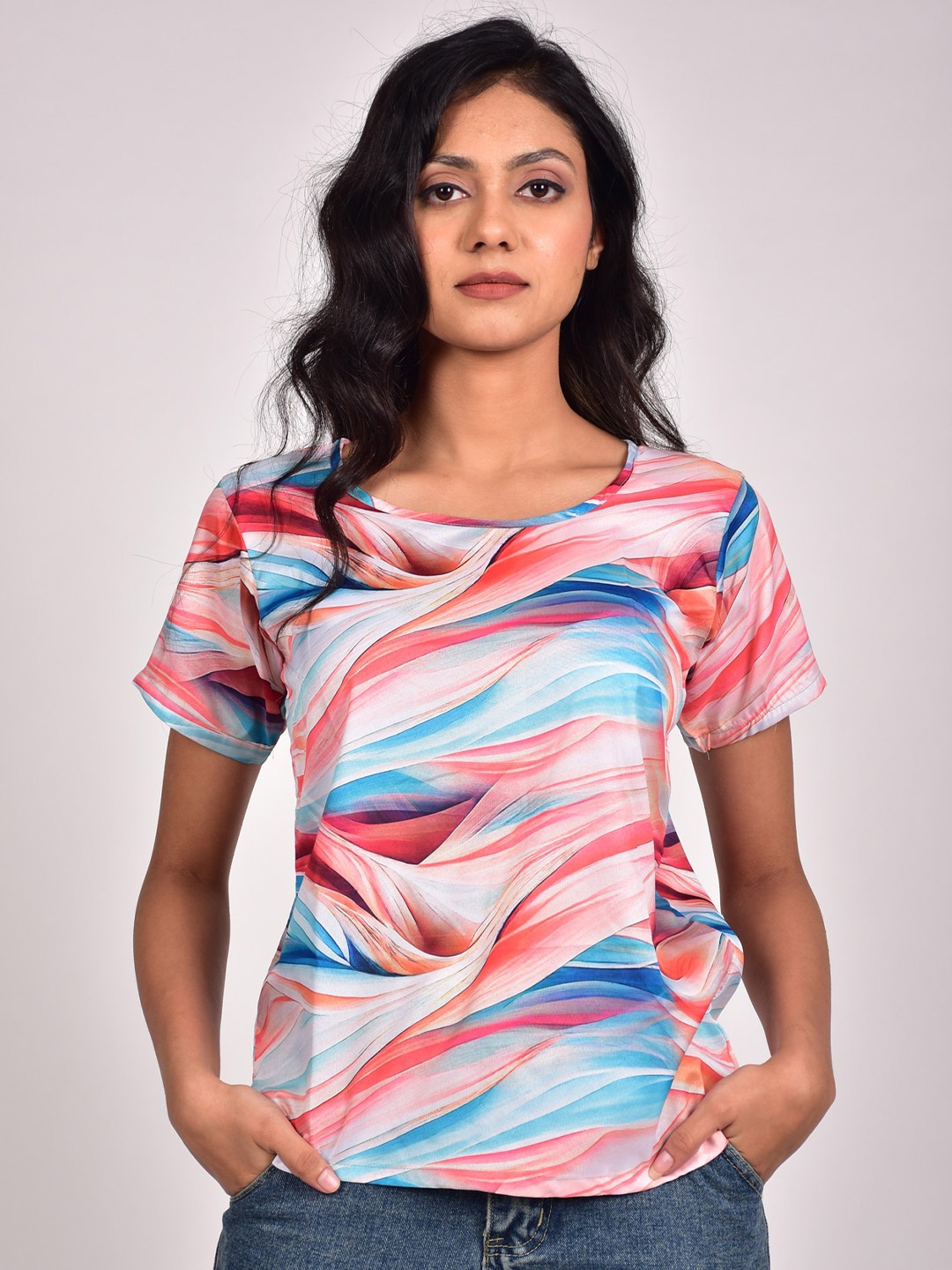 

Rajoria Instyle Abstract Print Round Neck Top, White
