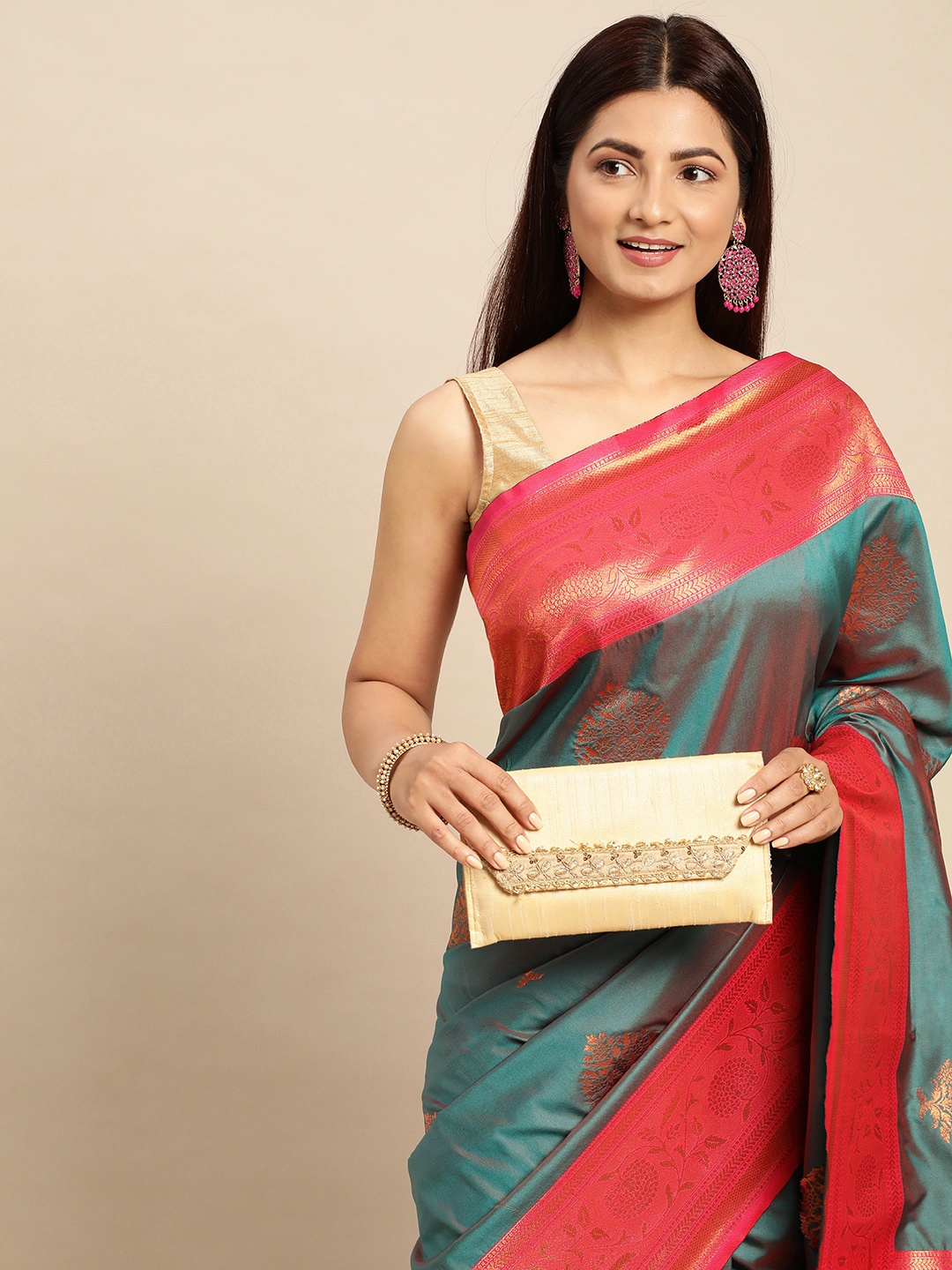 

Royal Rajgharana Saree Ethnic Motifs Zari Art Silk Banarasi Sarees, Teal