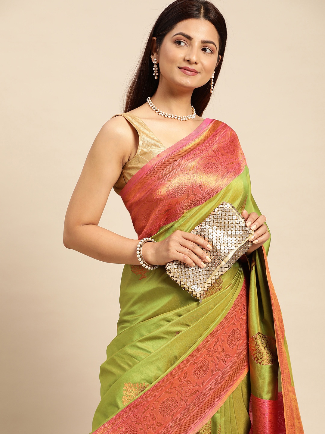 

Royal Rajgharana Saree Ethnic Motifs Zari Art Silk Banarasi Sarees, Green