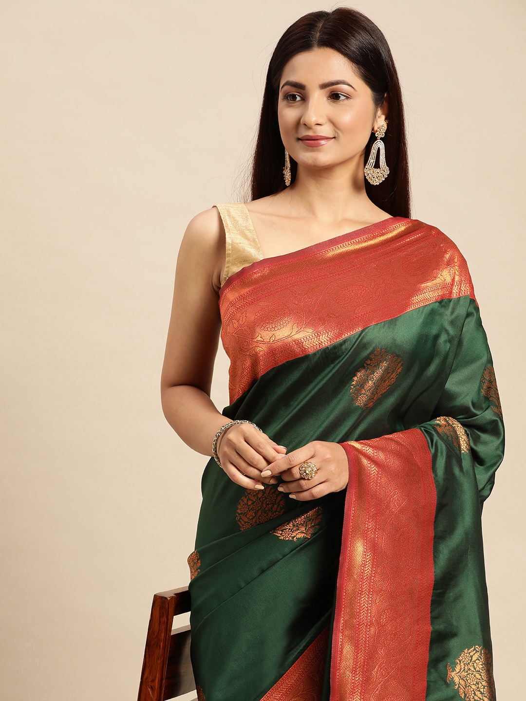 

Royal Rajgharana Saree Ethnic Motifs Zari Art Silk Banarasi Sarees, Green