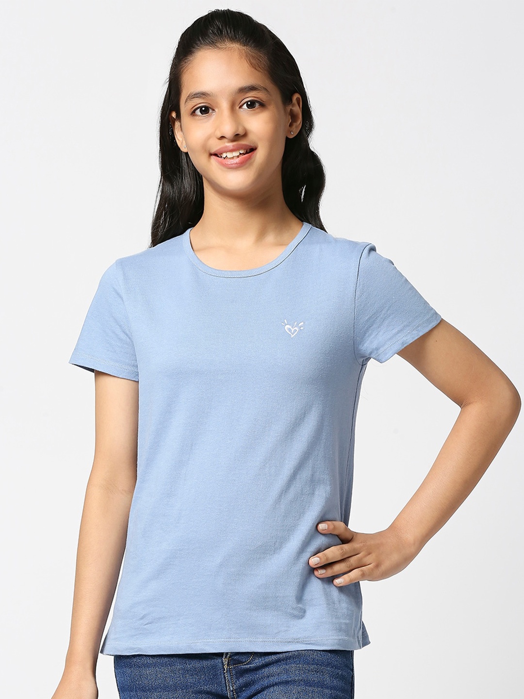 

JUSTICE Round Neck Crop Top, Blue