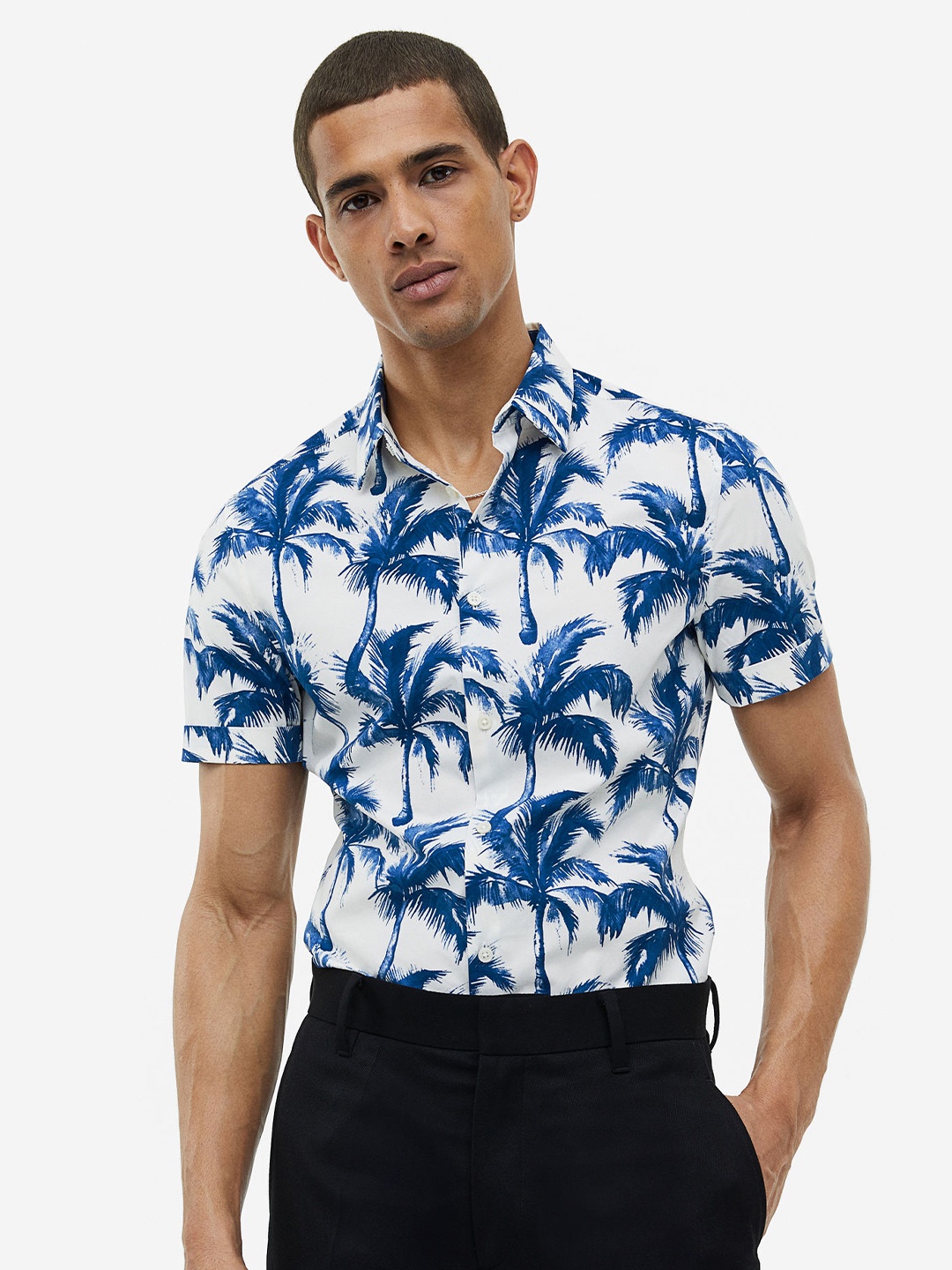 

H&M Cotton Shirt Muscle Fit, White