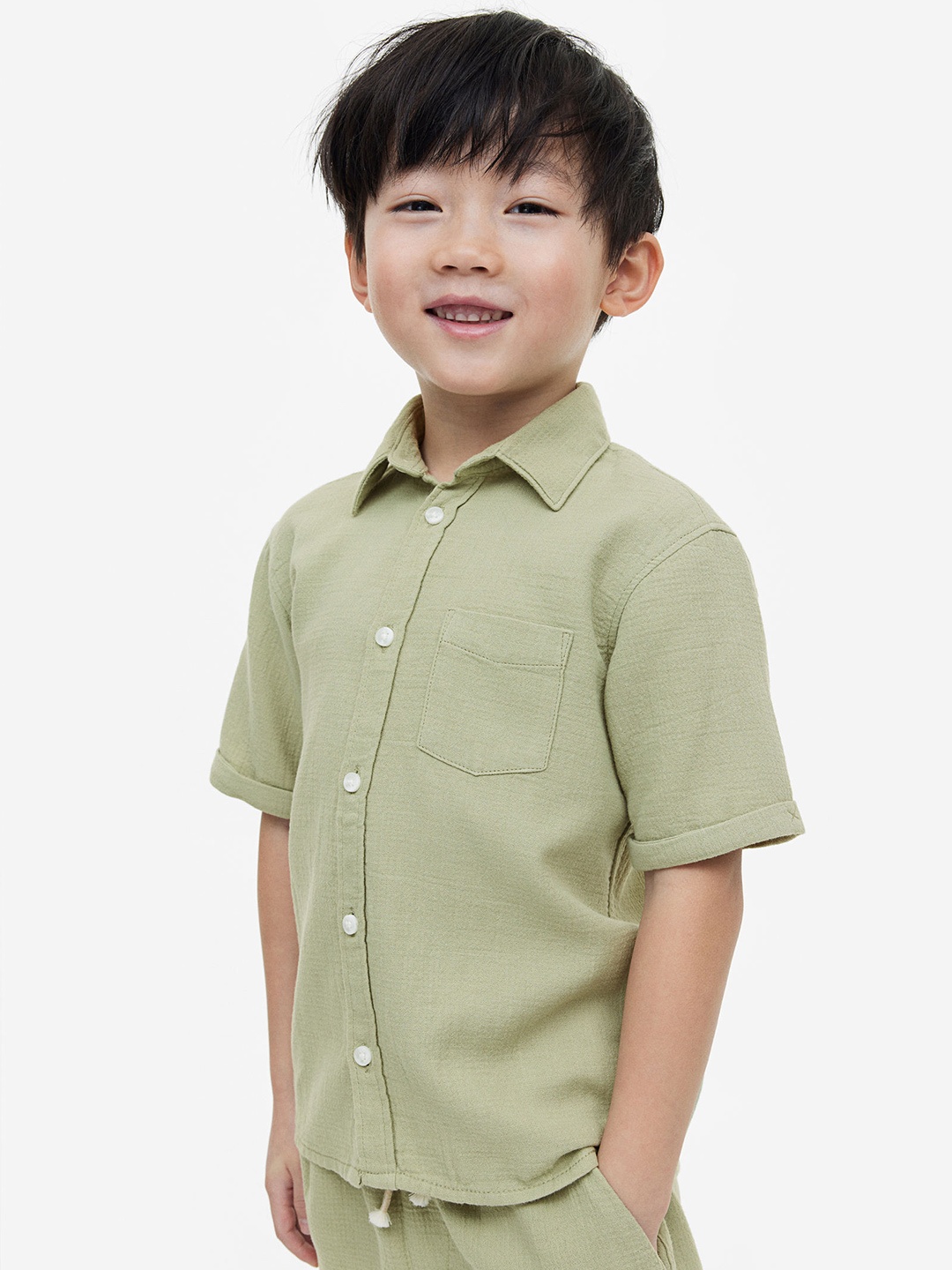 

H&M Boys Cotton Shirt, Sea green