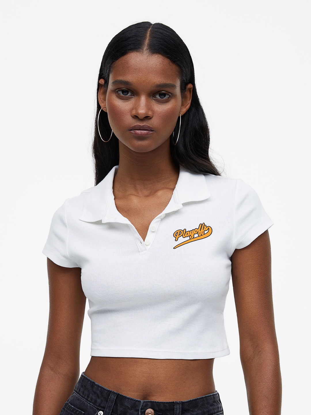 

H&M Pure Cotton Polo Shirt, White