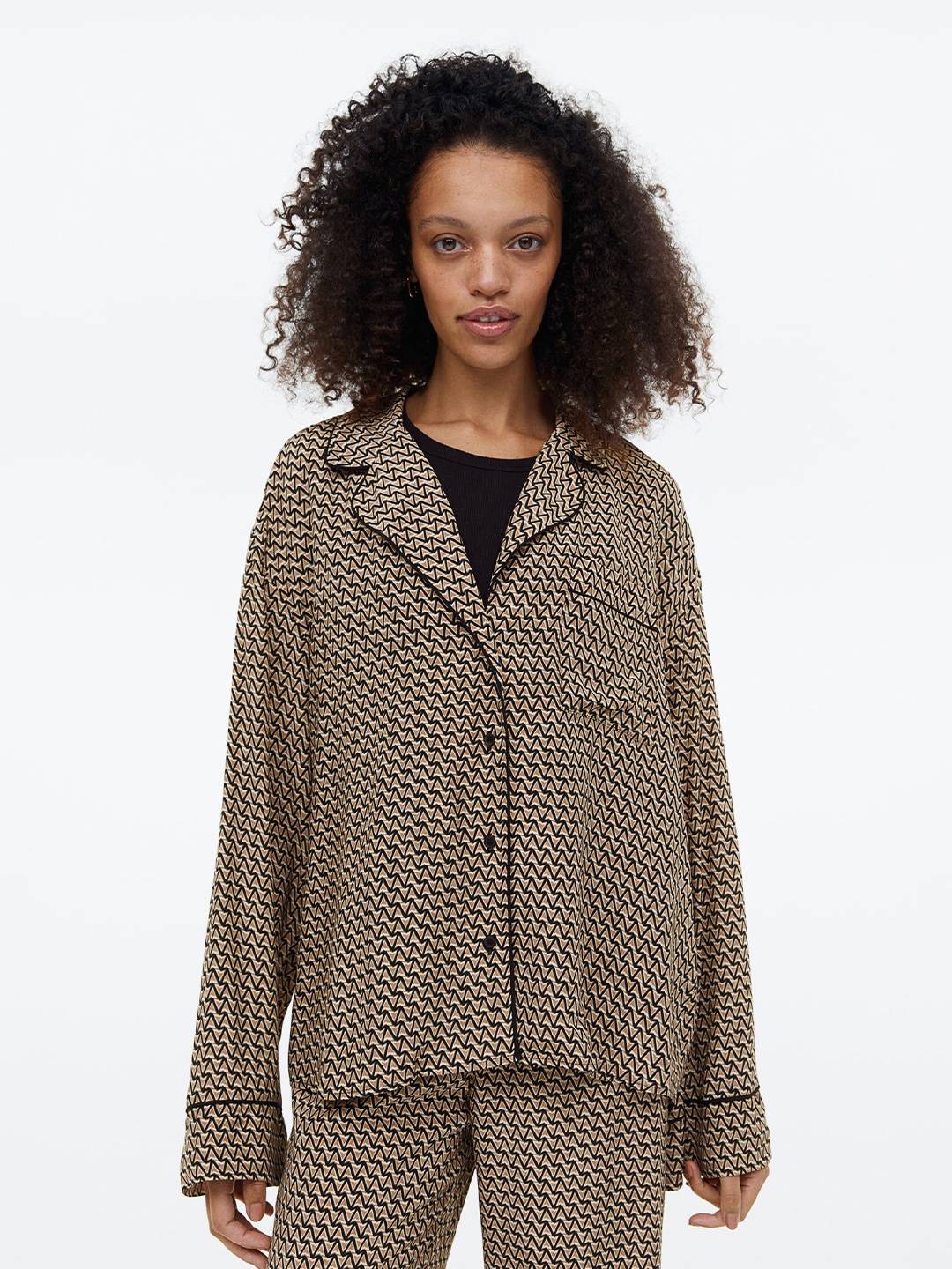 

H&M Women Patterned Shirt, Beige