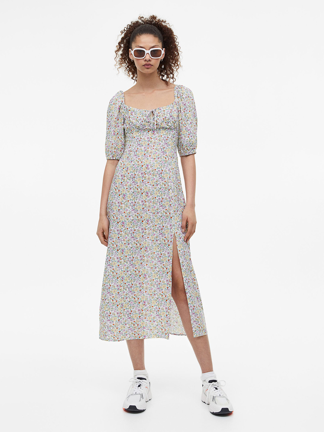 

H&M Drawstring-Detail Dress, White