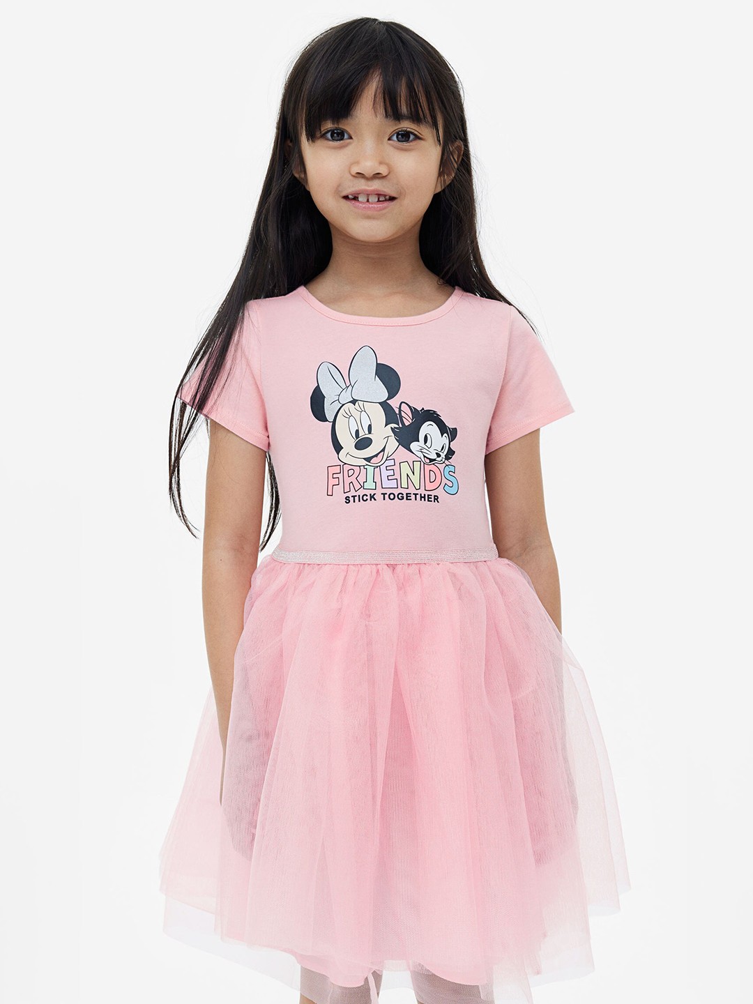 

H&M Girls Minnie Mouse Printed Tulle Dress, Pink