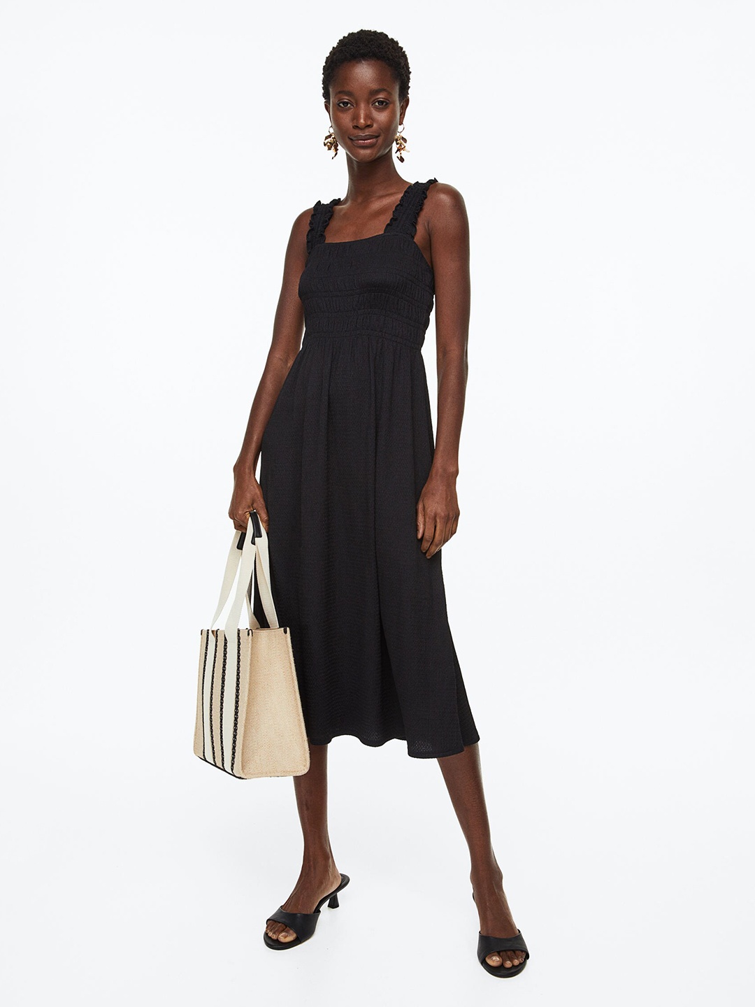 

H&M Smocked Dress, Black