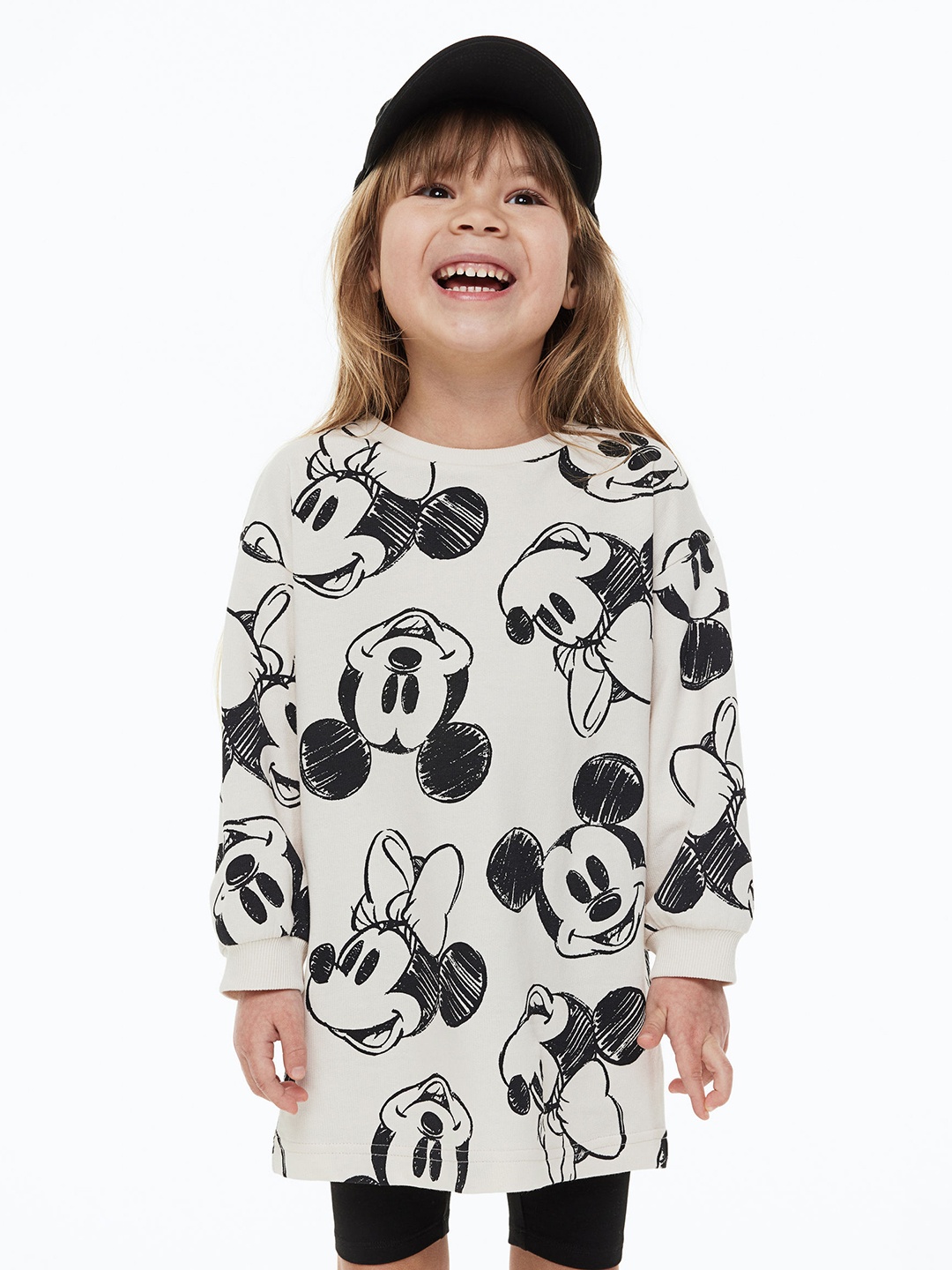 

H&M Girls Printed Pure Cotton Sweatshirt Dress, White
